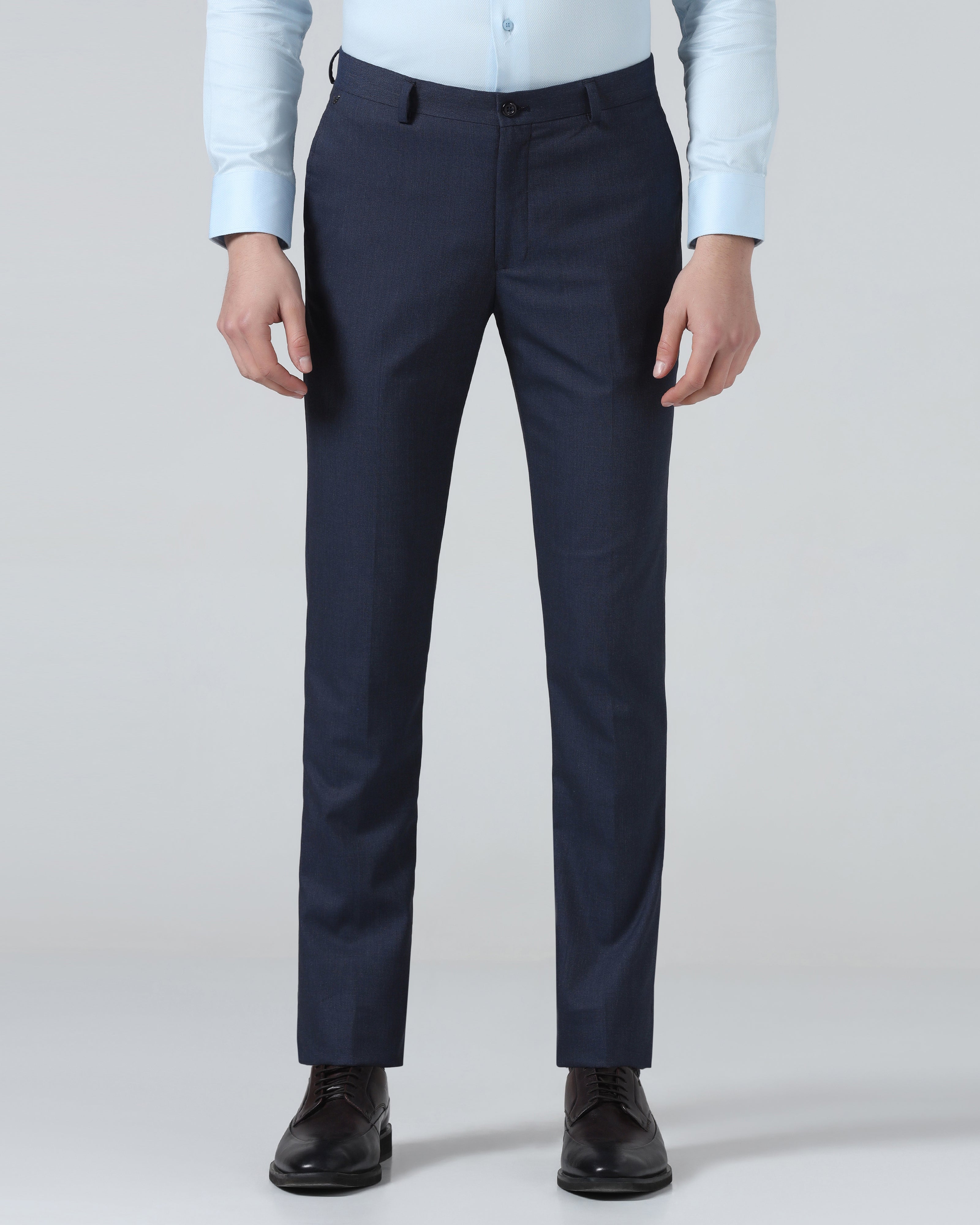 Blue Textured Trouser