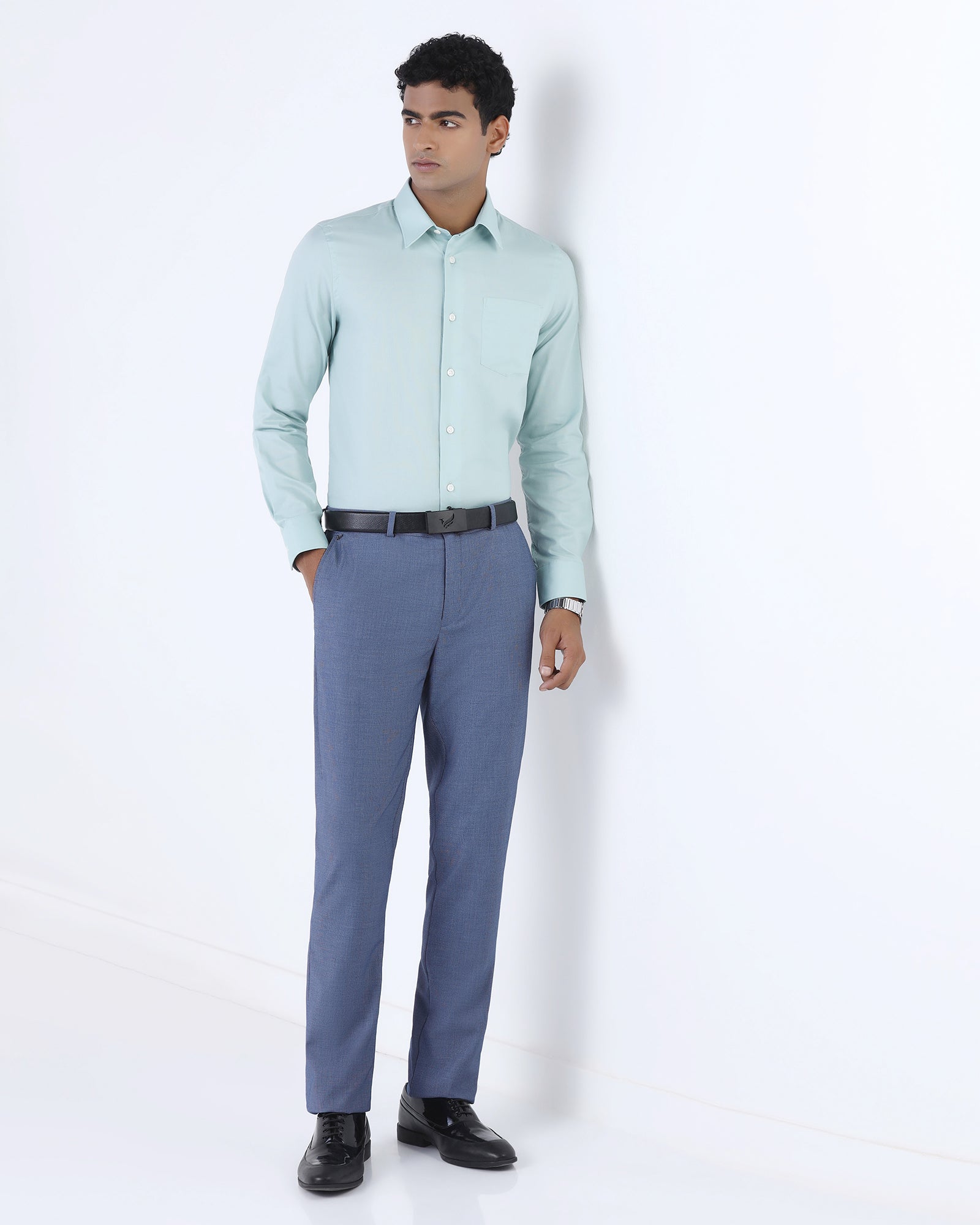 Blue Textured Trouser - George