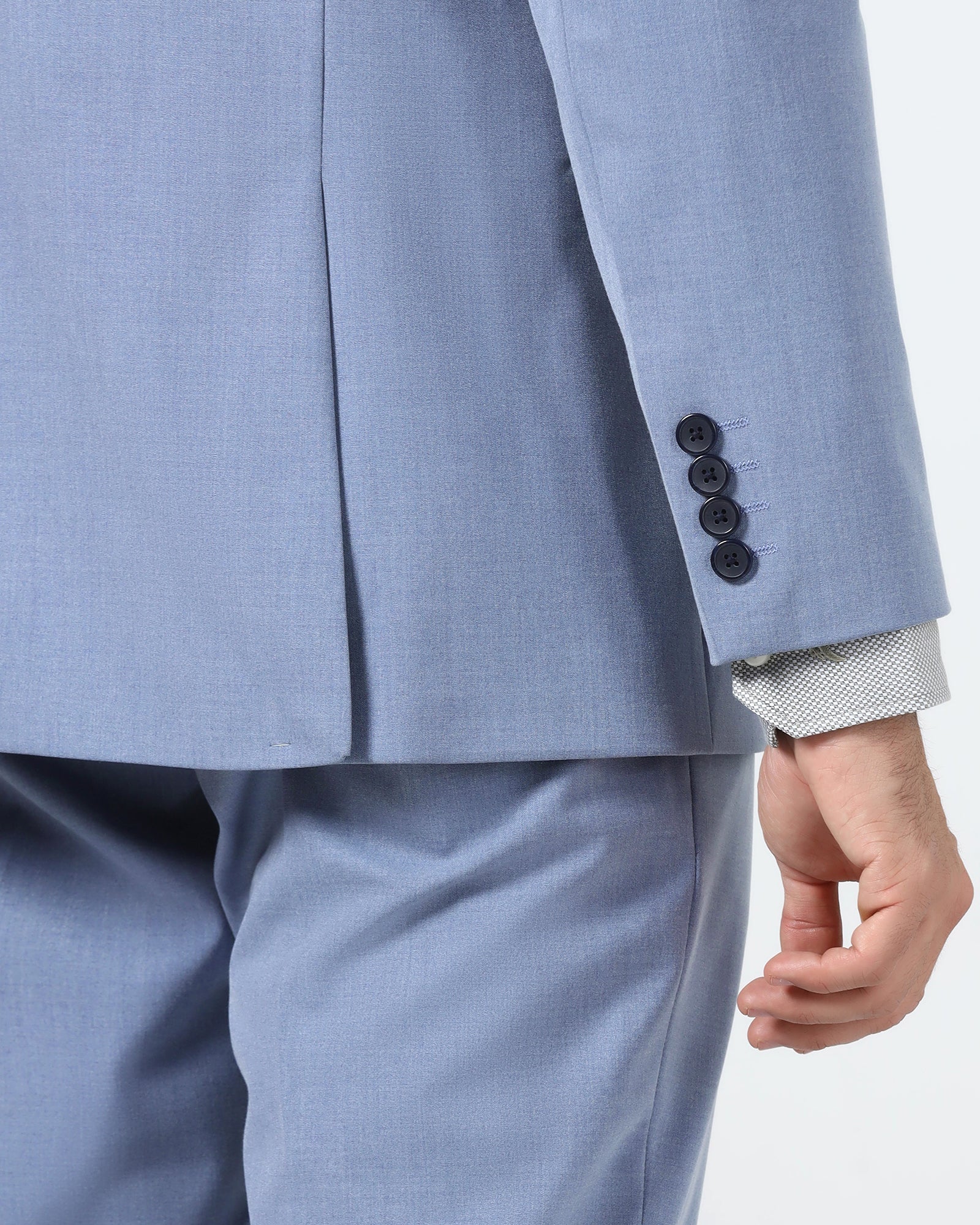 Blue Two Piece Solid Suit - Hedra