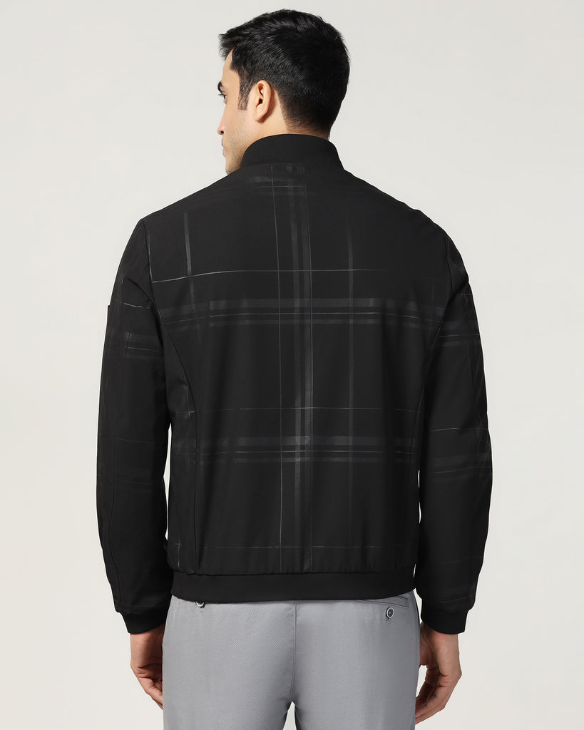 Bomber Black Printed Zipper Jacket - Rafale