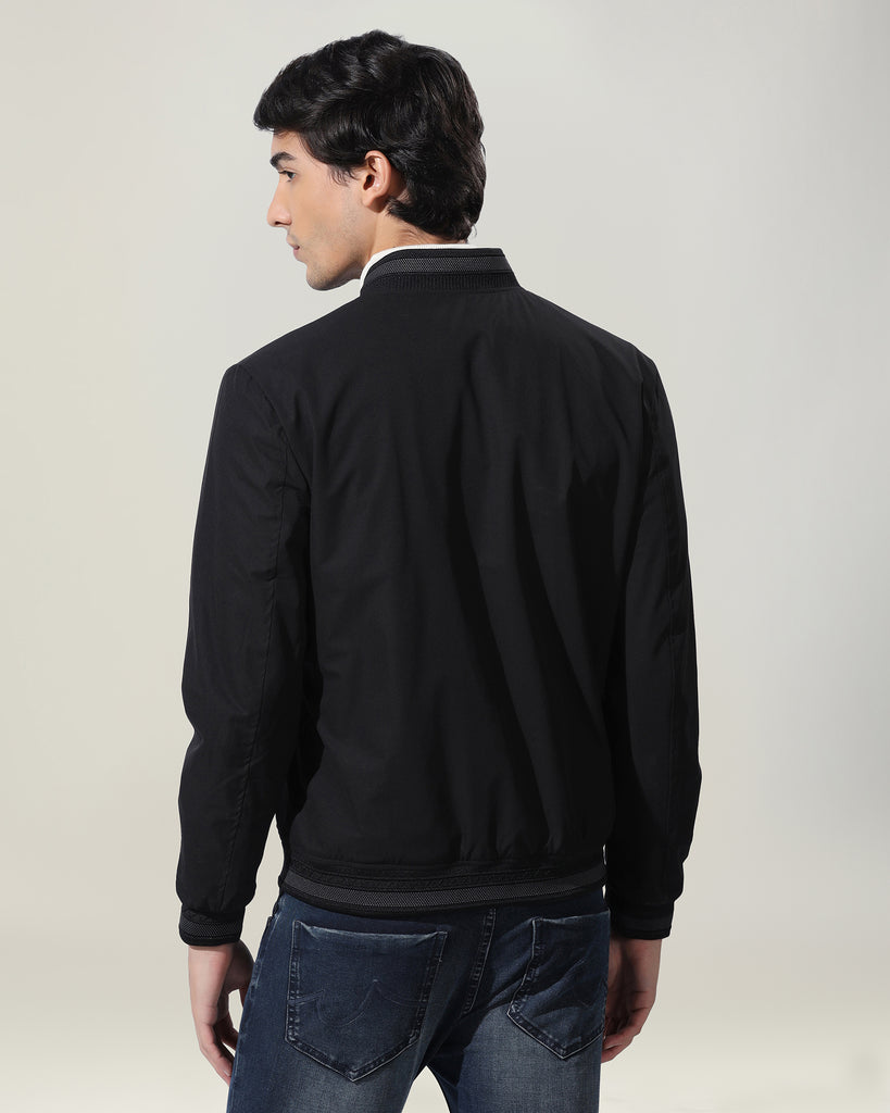 Reversible Bomber Black Solid Zipper Jacket - Spectre