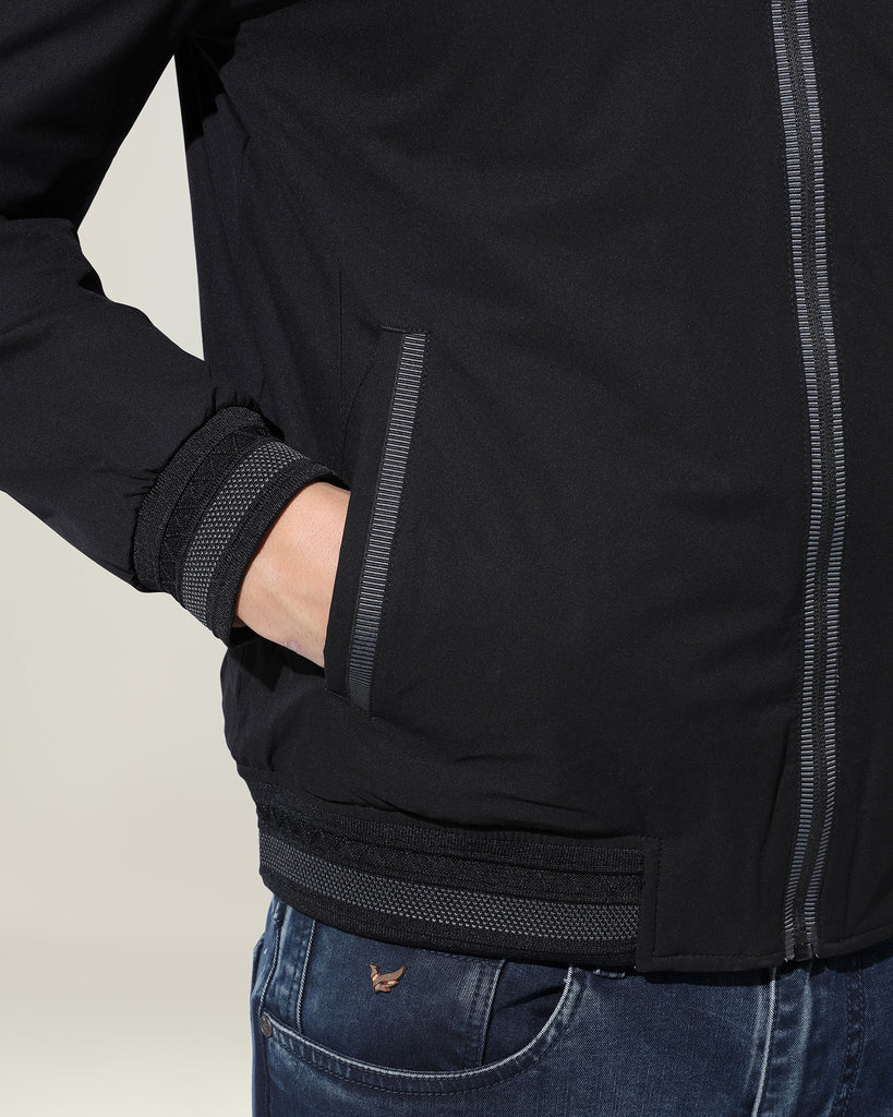 Reversible Bomber Black Solid Zipper Jacket - Spectre