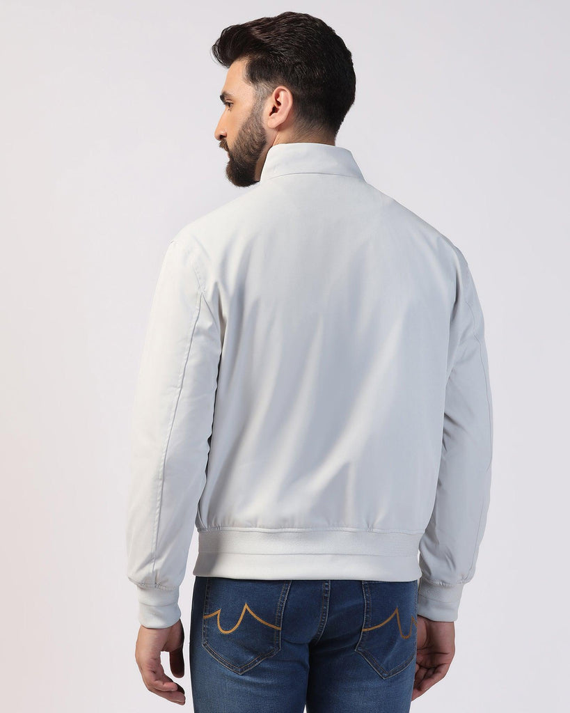 Bomber Grey Solid Zipper Jacket - Kaydet