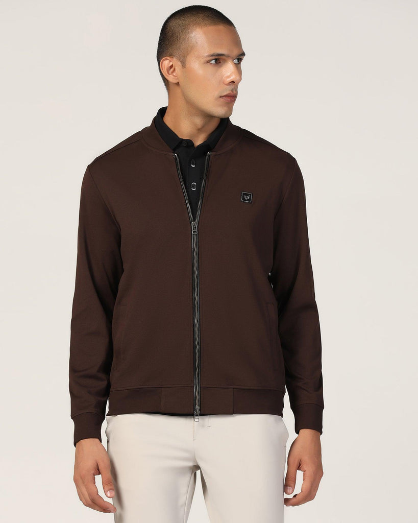 Bomber Neck Coffee Bean Solid Sweatshirt - Boris