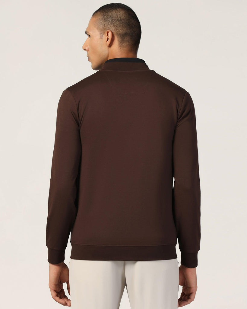 Bomber Neck Coffee Bean Solid Sweatshirt - Boris