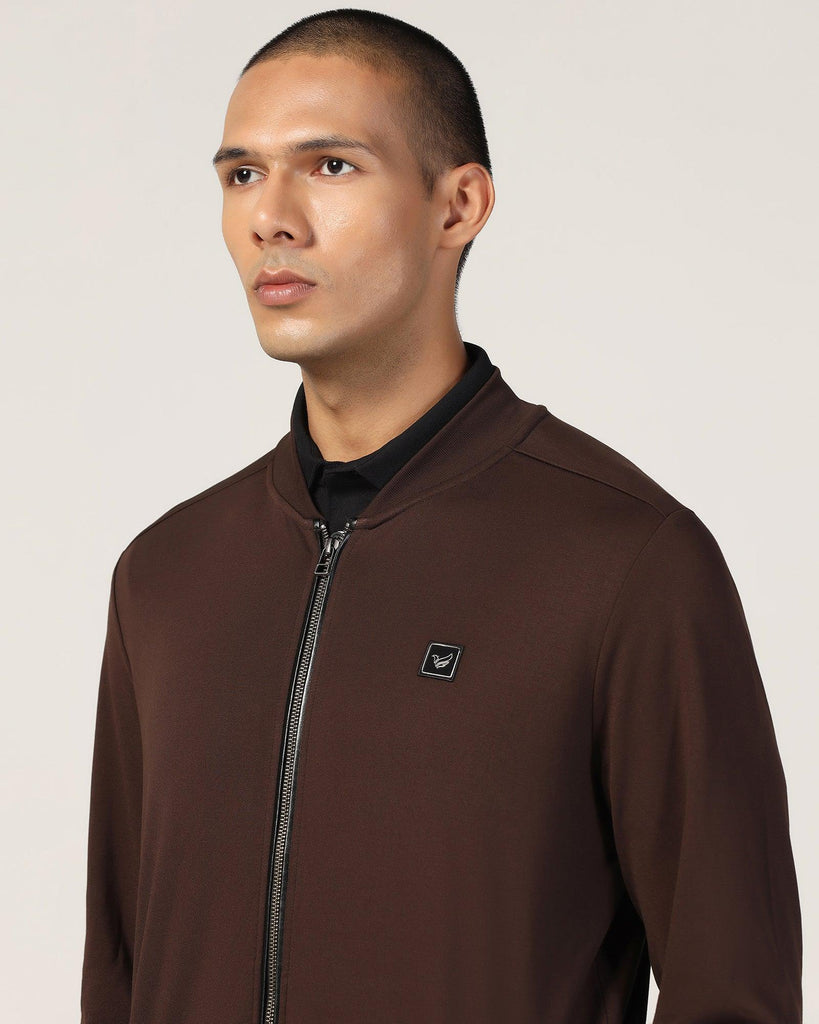 Bomber Neck Coffee Bean Solid Sweatshirt - Boris