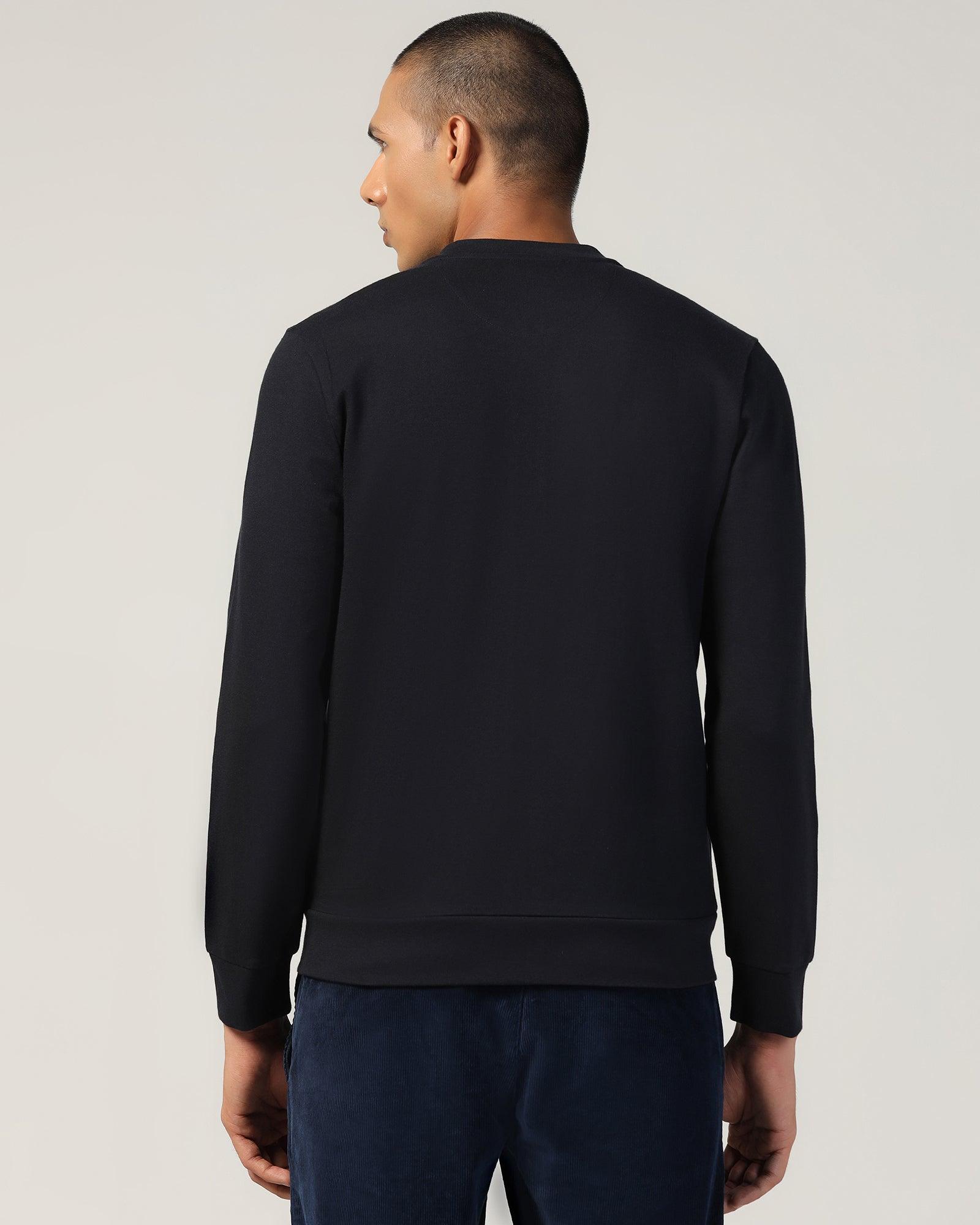 Buy Bomber Neck Navy Solid Sweatshirt from Boris Collection