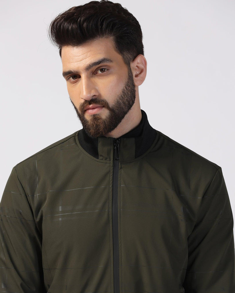 Bomber Olive Printed Zipper Jacket - Rafale