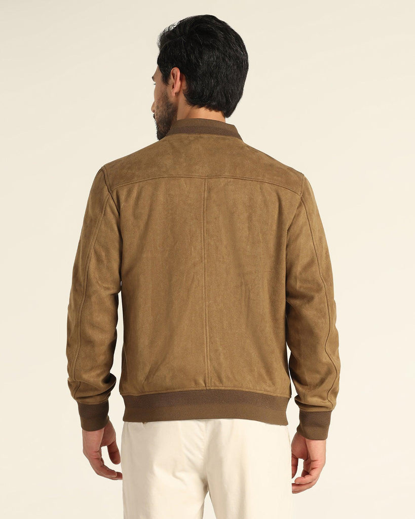 Bomber Tan Solid Zipper Jacket - Raul