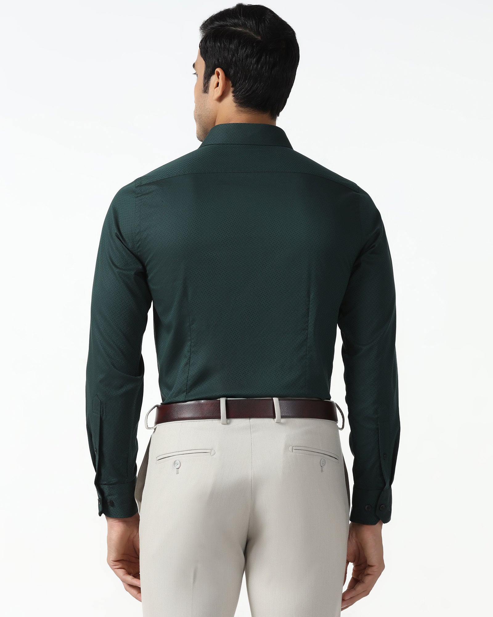 Bottle Green Textured Shirt - Regard