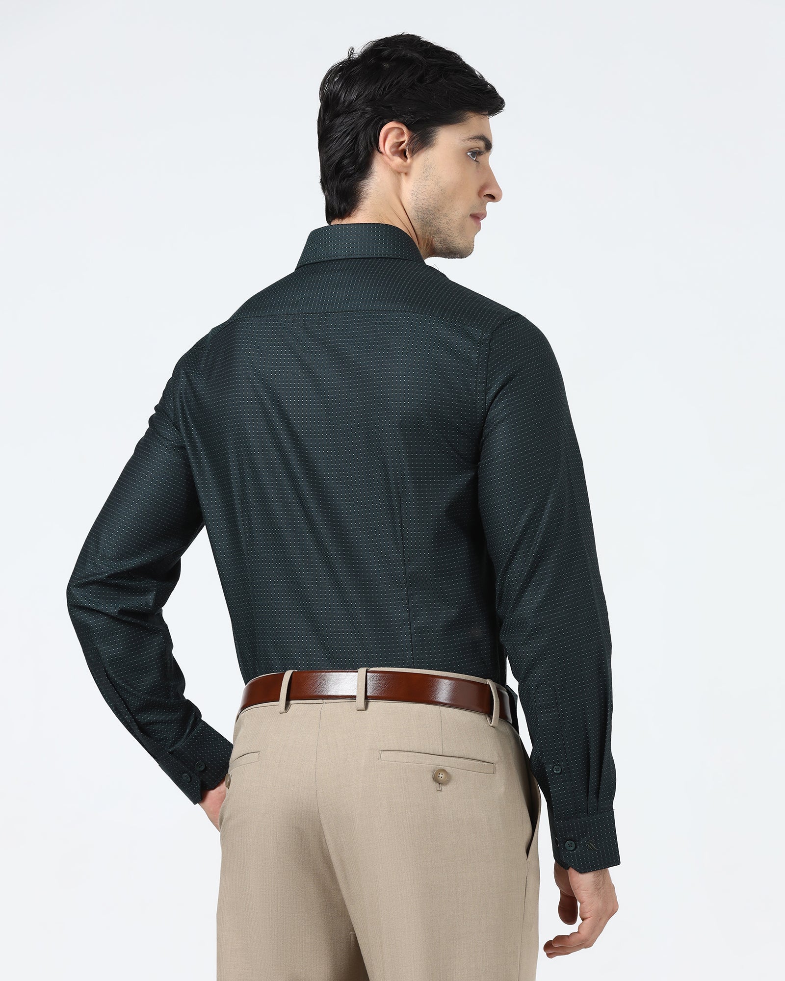 Bottle Green Textured Shirt - Atlas
