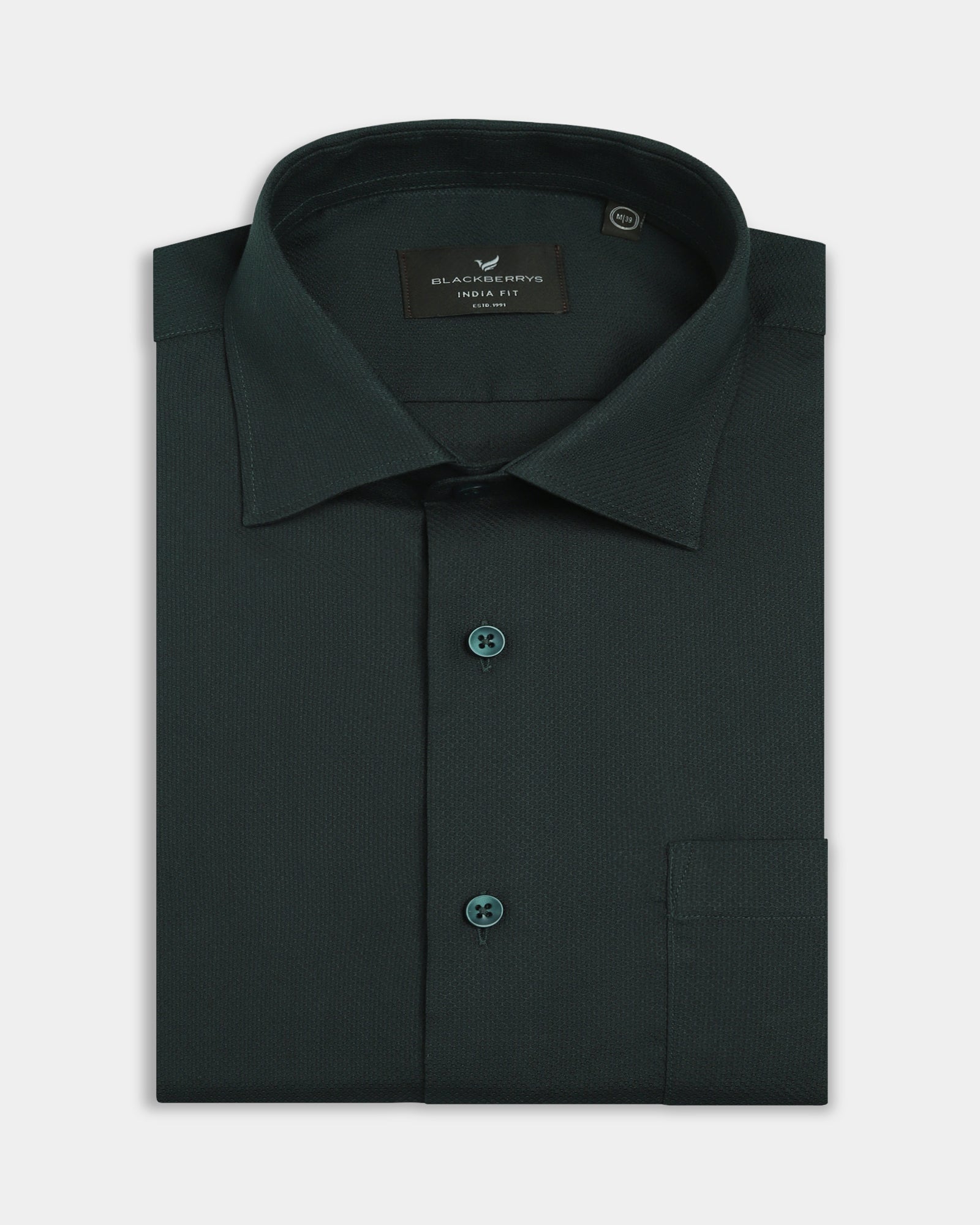Bottle Green Textured Shirt - Juno