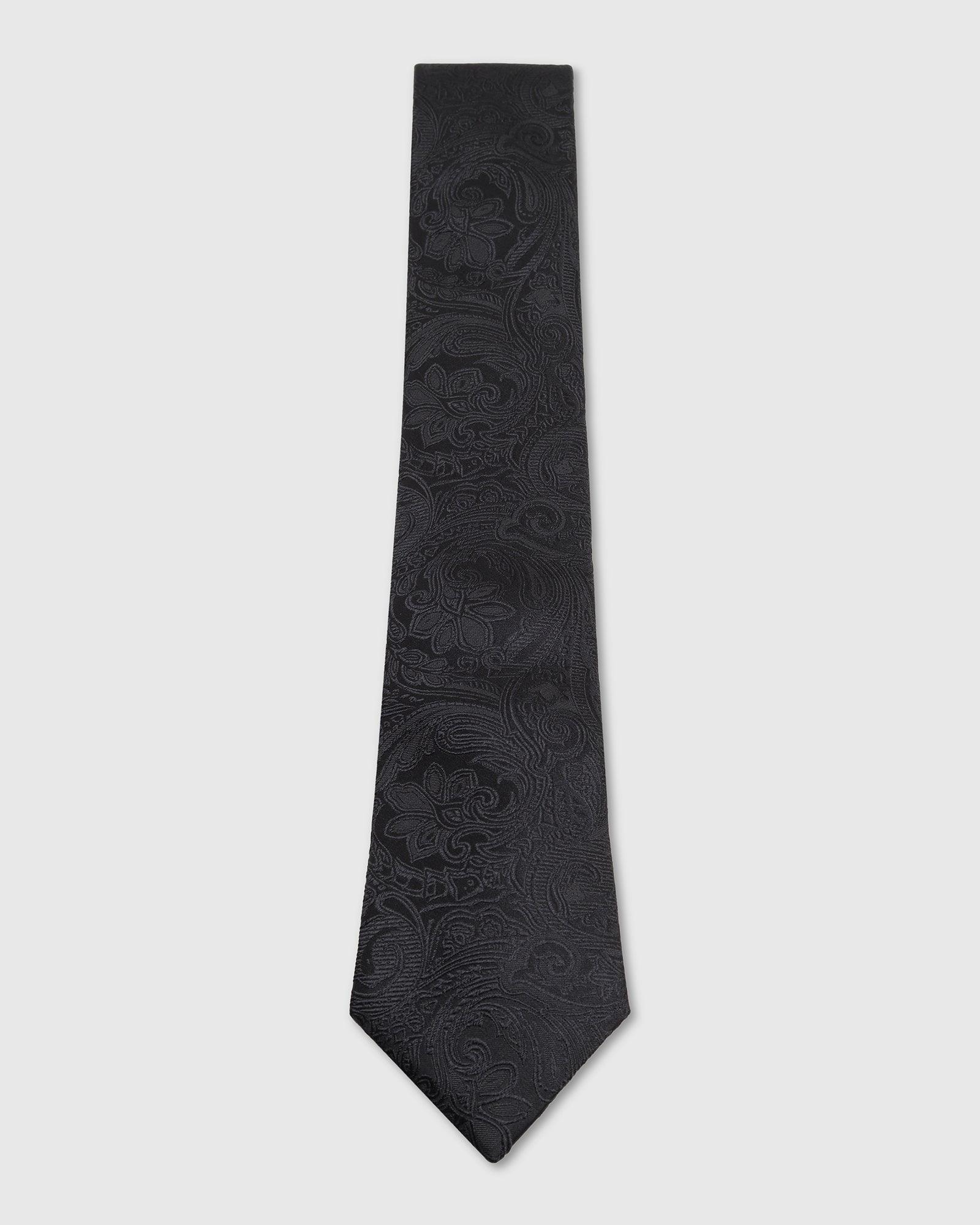 Boxed Combo Printed Tie And Pocket Square In Black - Tick - Blackberrys
