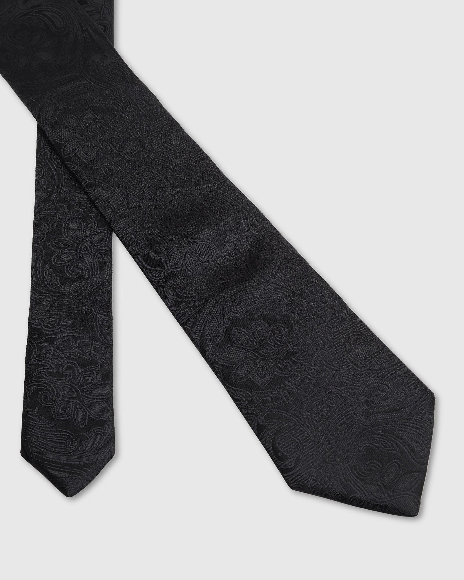 Boxed Combo Printed Tie And Pocket Square In Black - Tick - Blackberrys