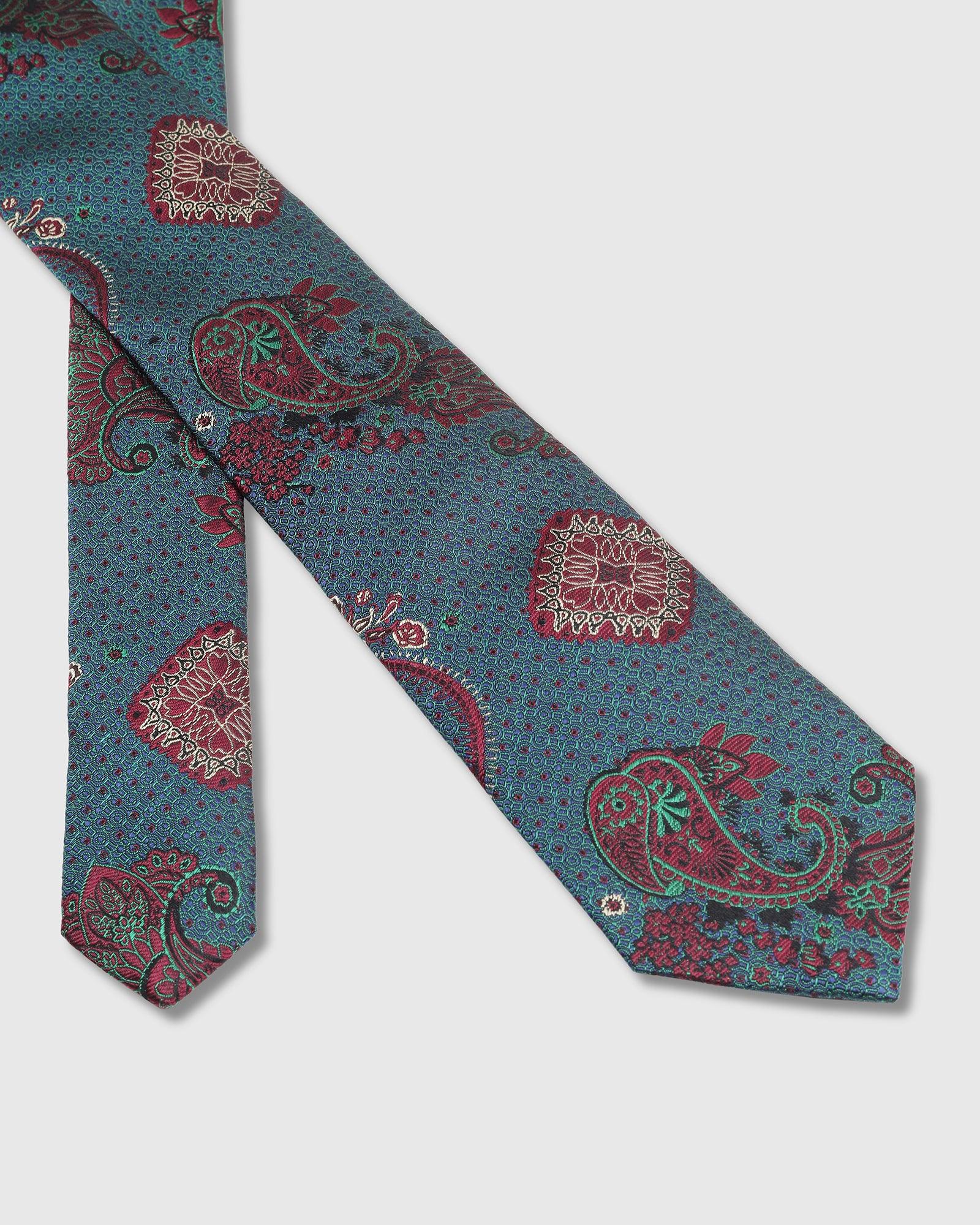 Boxed Combo Printed Tie And Pocket Square In Green - Trish - Blackberrys