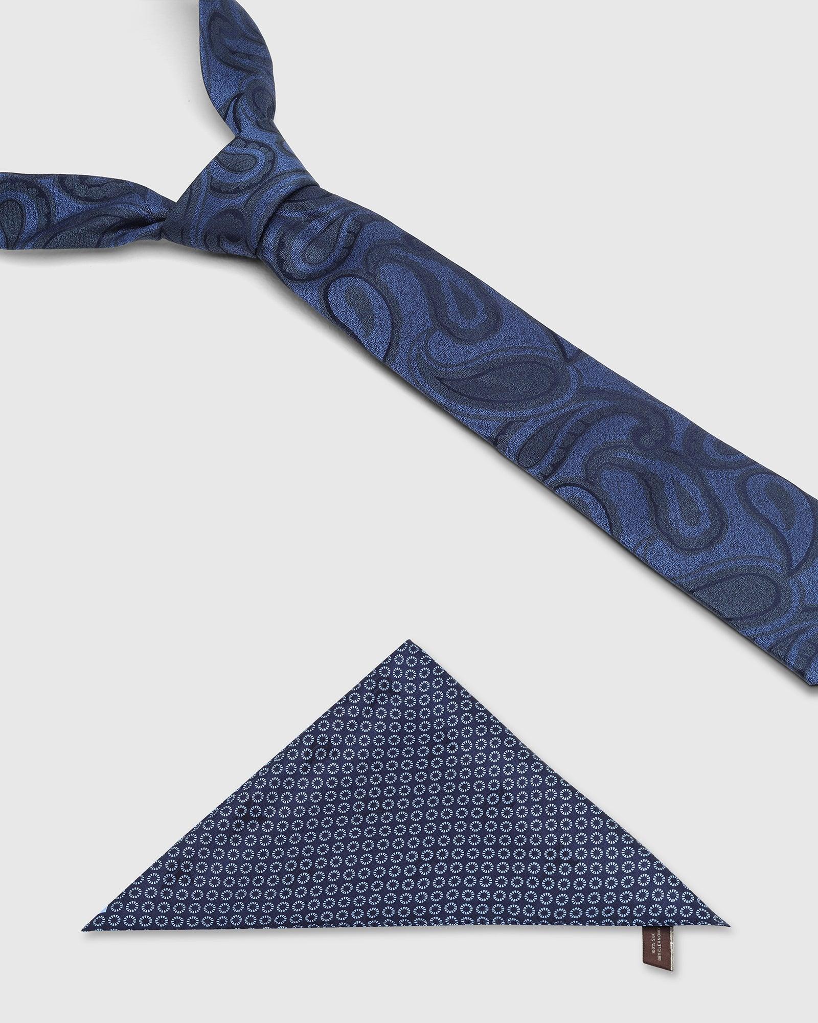Boxed Combo Printed Tie And Pocket Square In Navy - Tarpon - Blackberrys