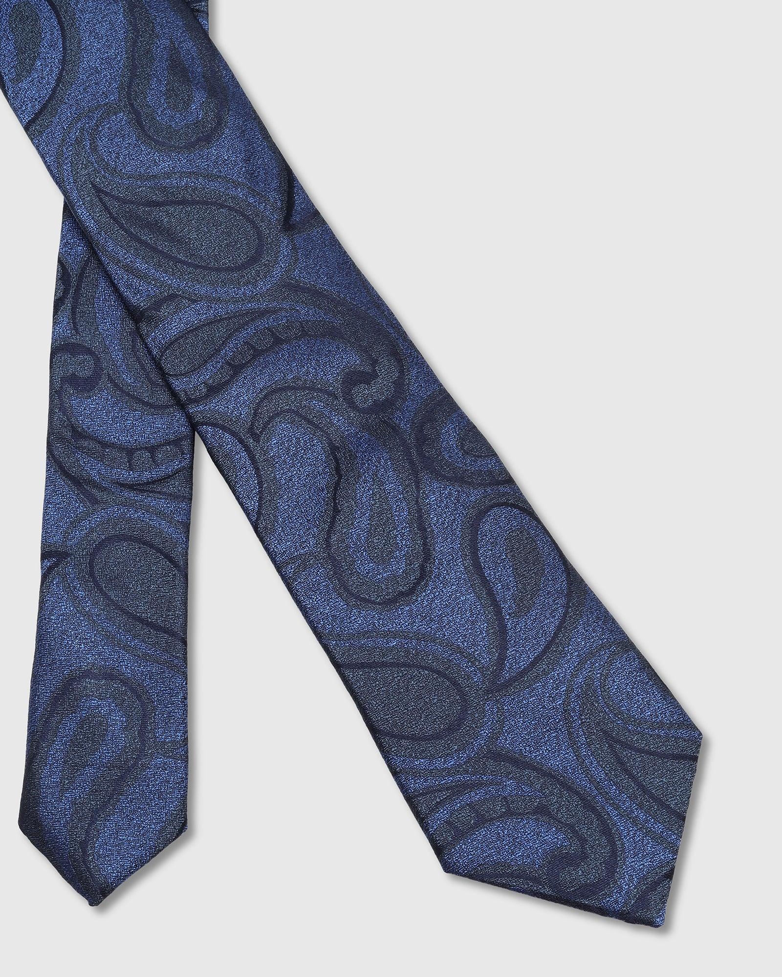 Boxed Combo Printed Tie And Pocket Square In Navy - Tarpon