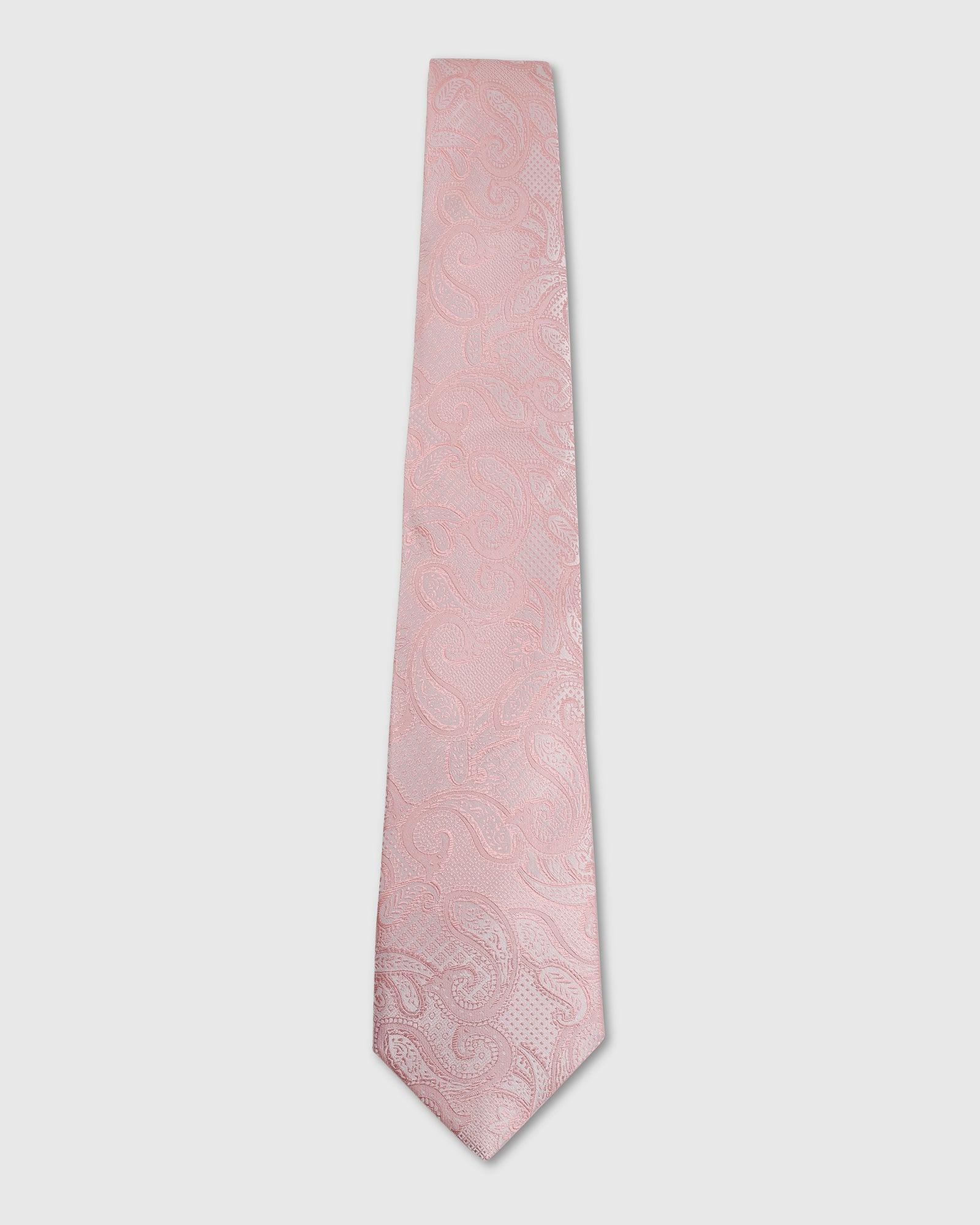 Boxed Combo Printed Tie And Pocket Square In Peach - Tasmani