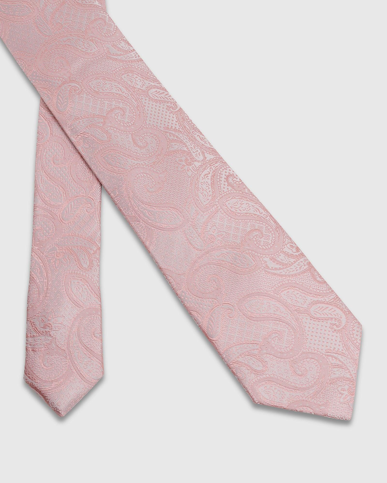 Boxed Combo Printed Tie And Pocket Square In Peach - Tasmani - Blackberrys