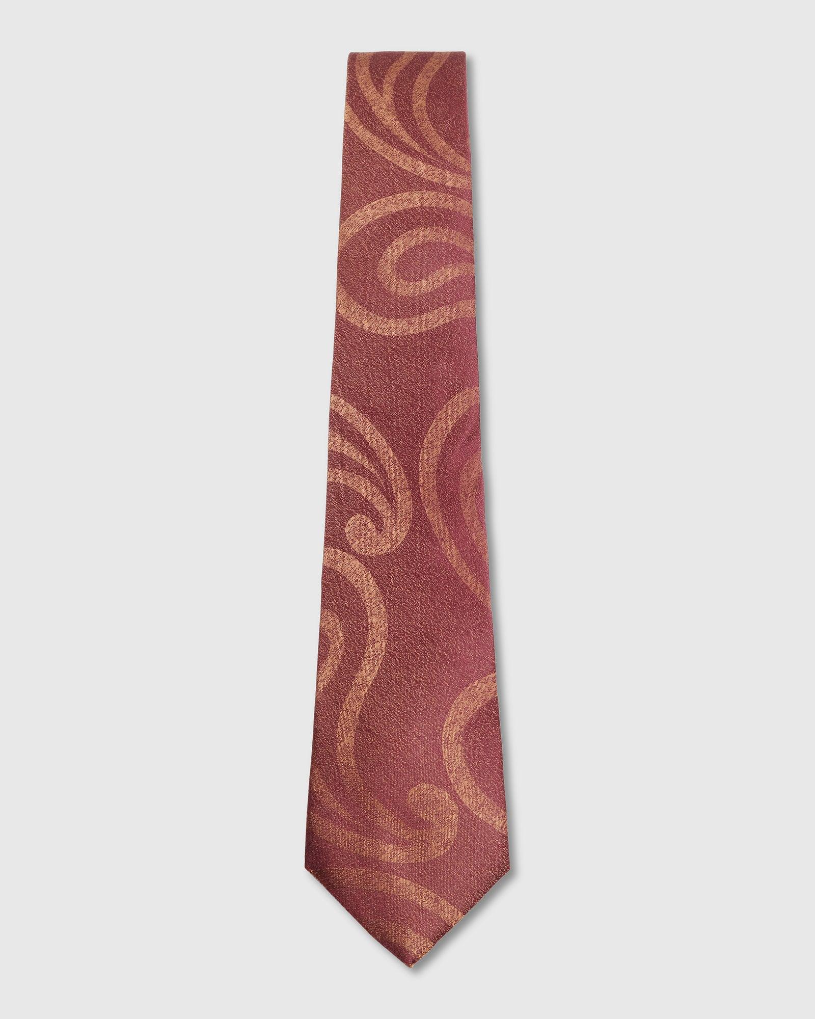 Boxed Combo Printed Tie And Pocket Square In Rust Orange - Tashi