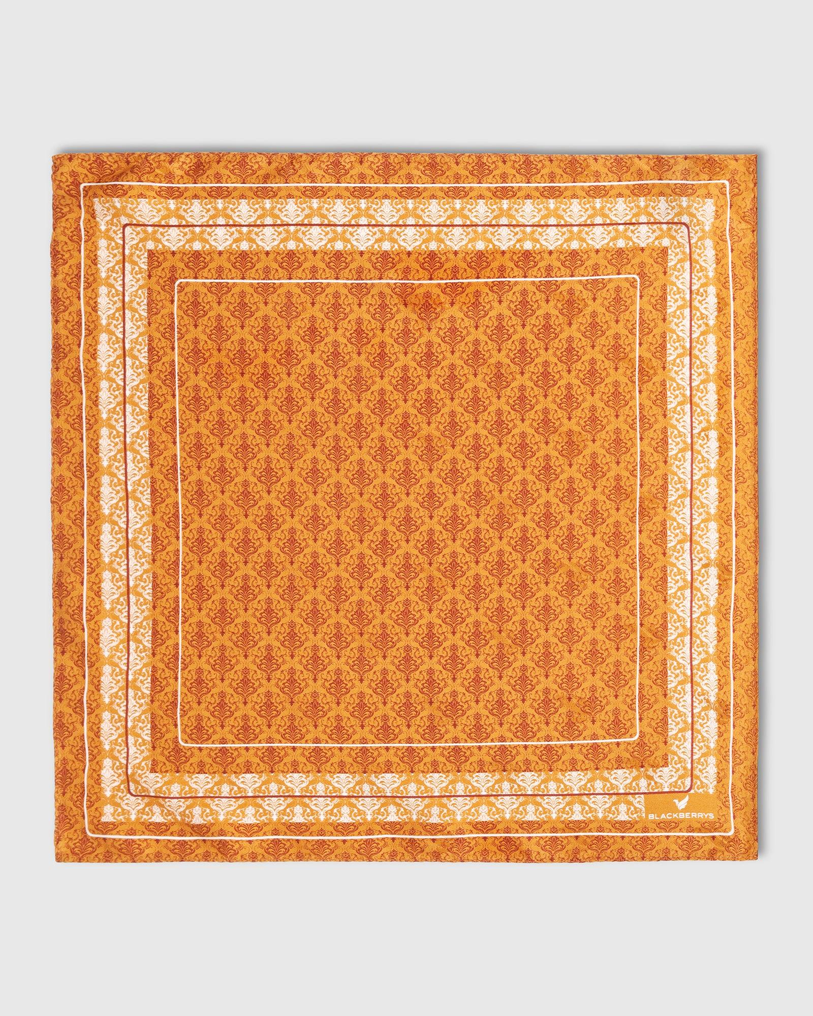 Boxed Combo Printed Tie And Pocket Square In Rust Orange - Tashi - Blackberrys