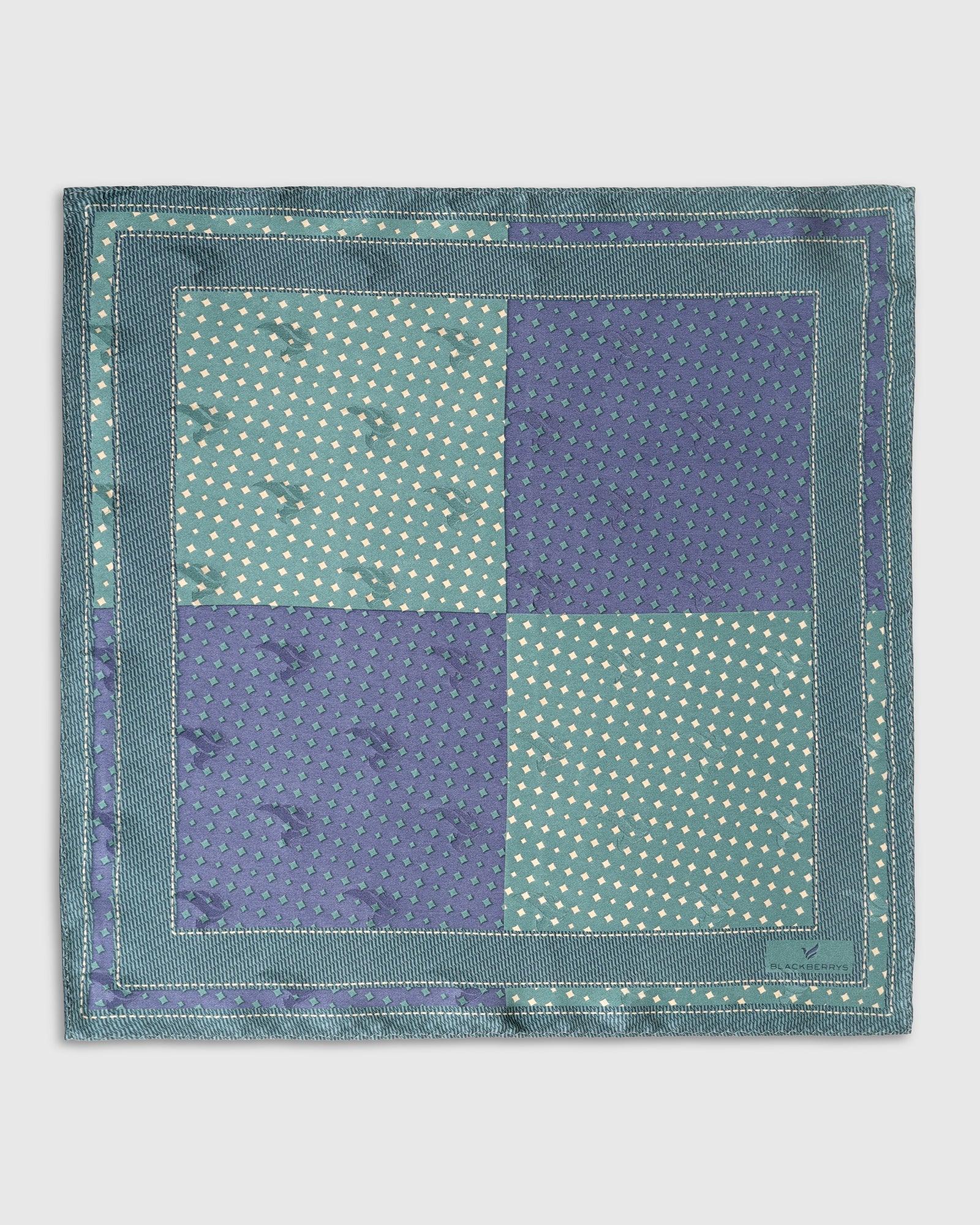 Boxed Combo Printed Tie And Pocket Square In Teal - Tapir