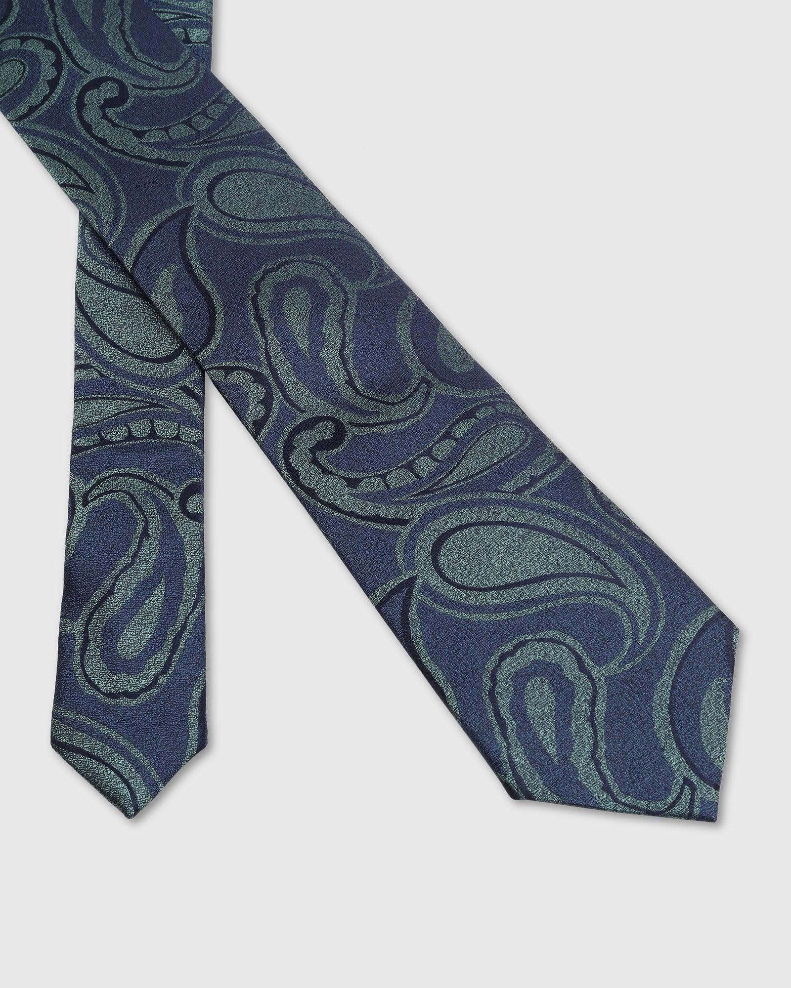 Boxed Combo Printed Tie And Pocket Square In Teal - Tapir - Blackberrys