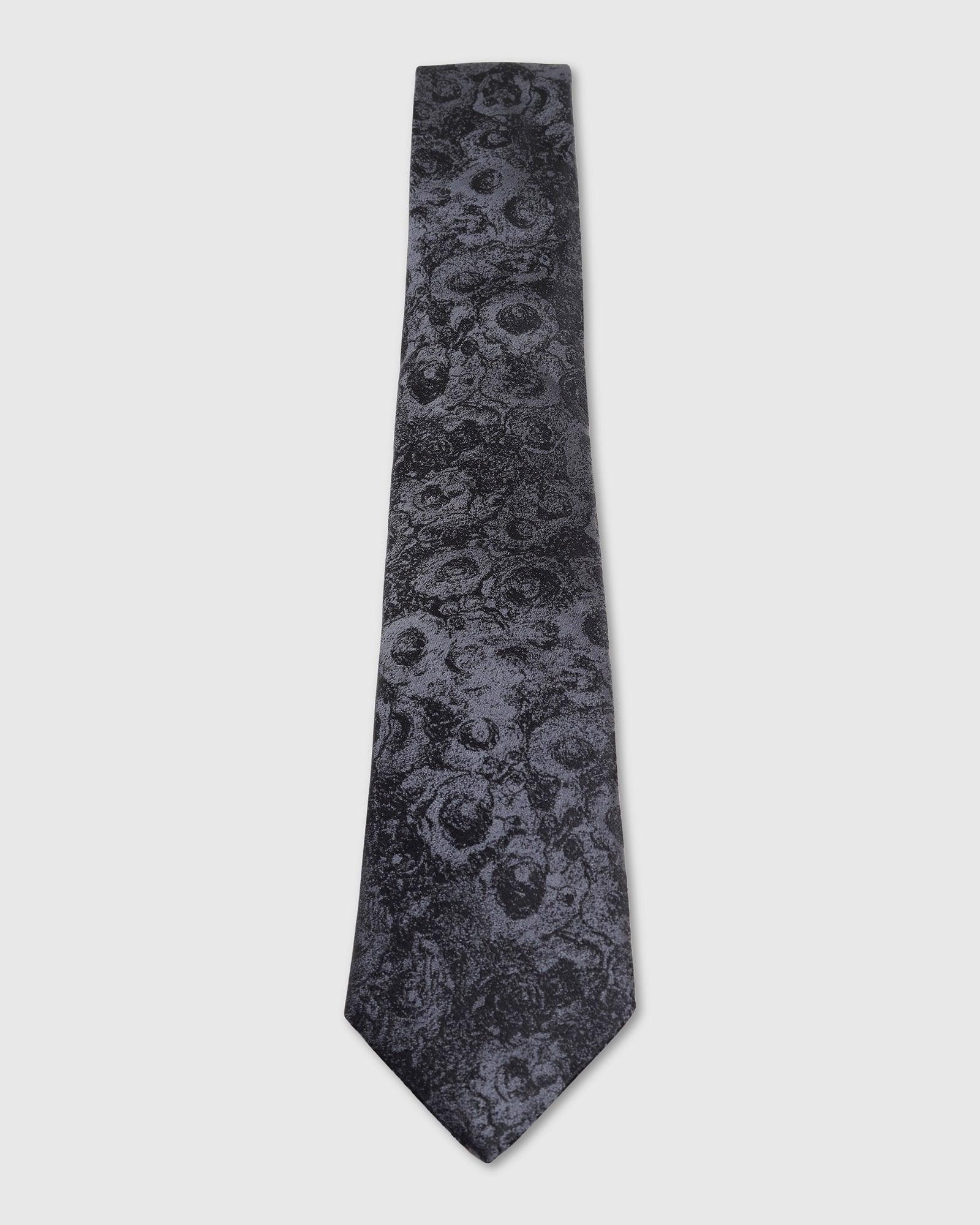 Boxed Combo Printed Tie With Pocket Square And Cufflink In Black - Takin - Blackberrys
