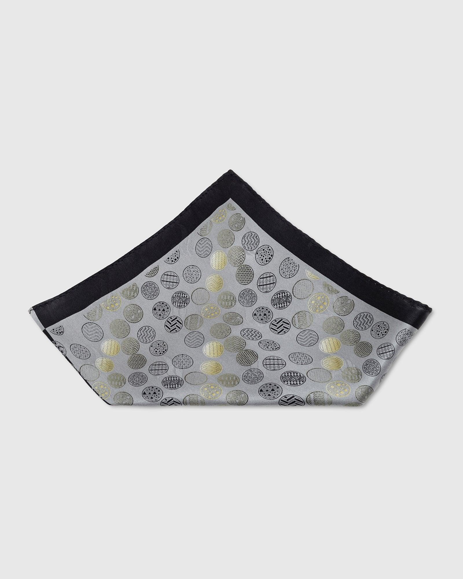 Boxed Combo Printed Tie With Pocket Square And Cufflink In Black - Takin - Blackberrys