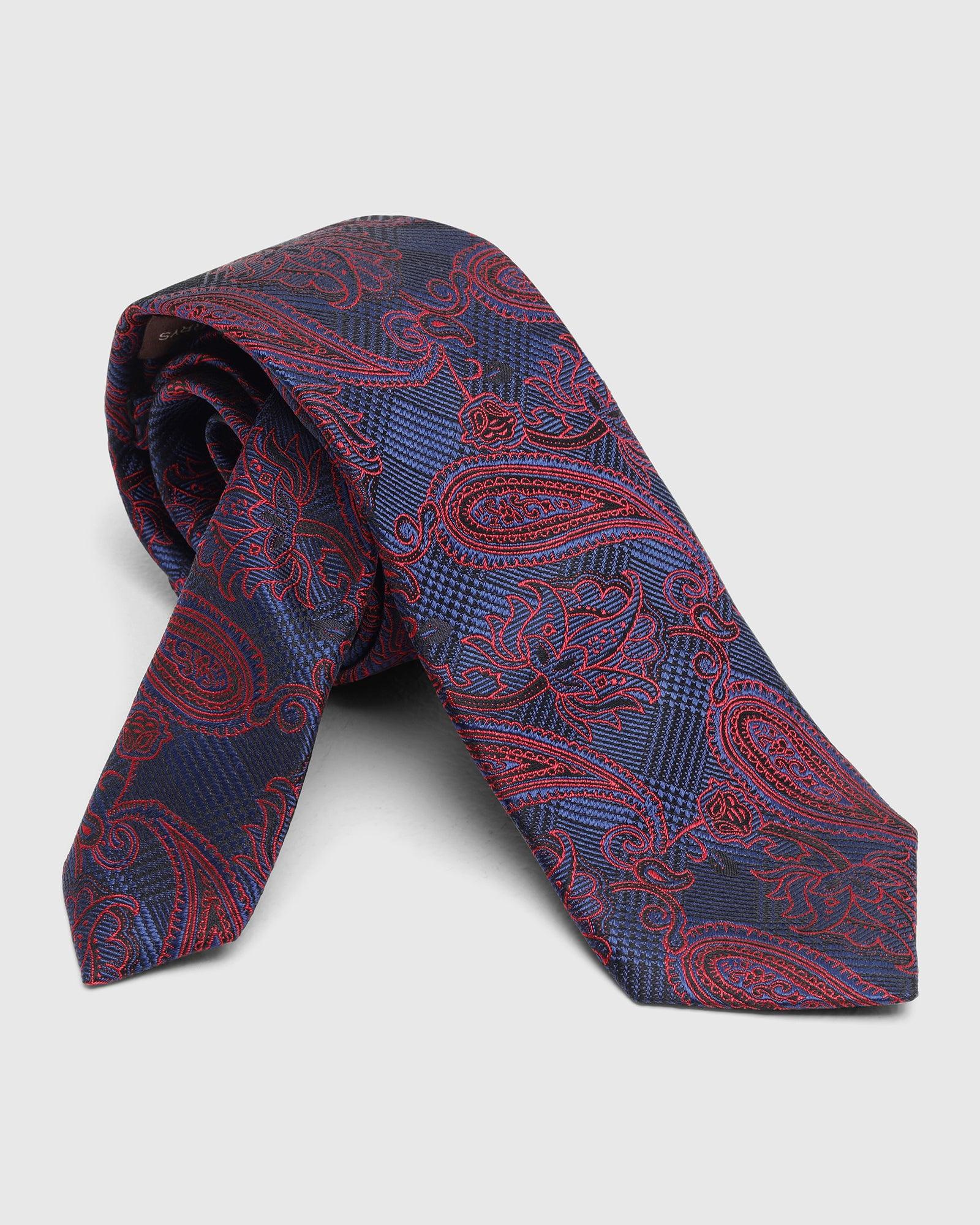 Boxed Combo Printed Tie With Pocket Square And Cufflink In Maroon - Toad