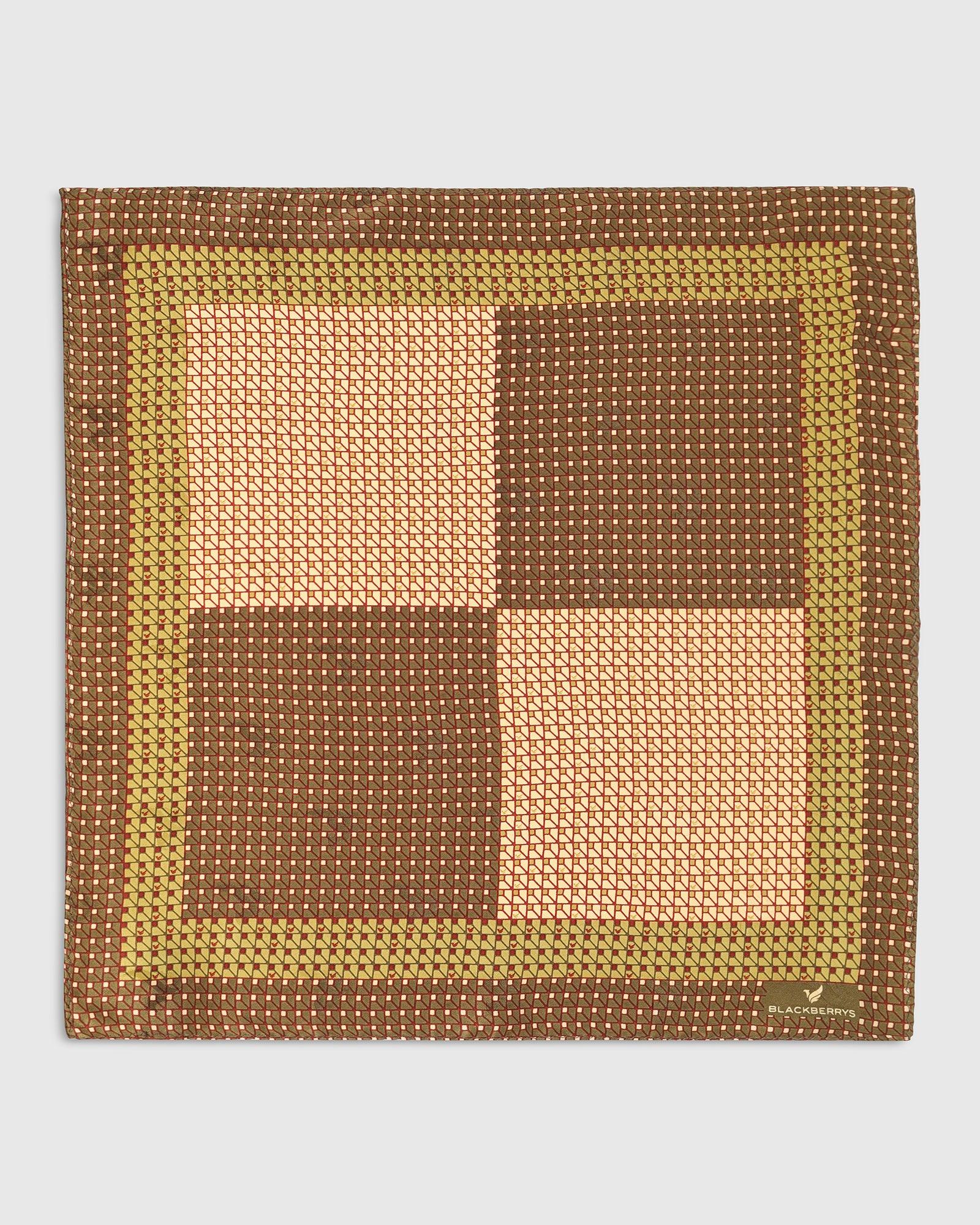 Boxed Combo Printed Tie With Pocket Square And Cufflink In Yellow - Tarmaric - Blackberrys