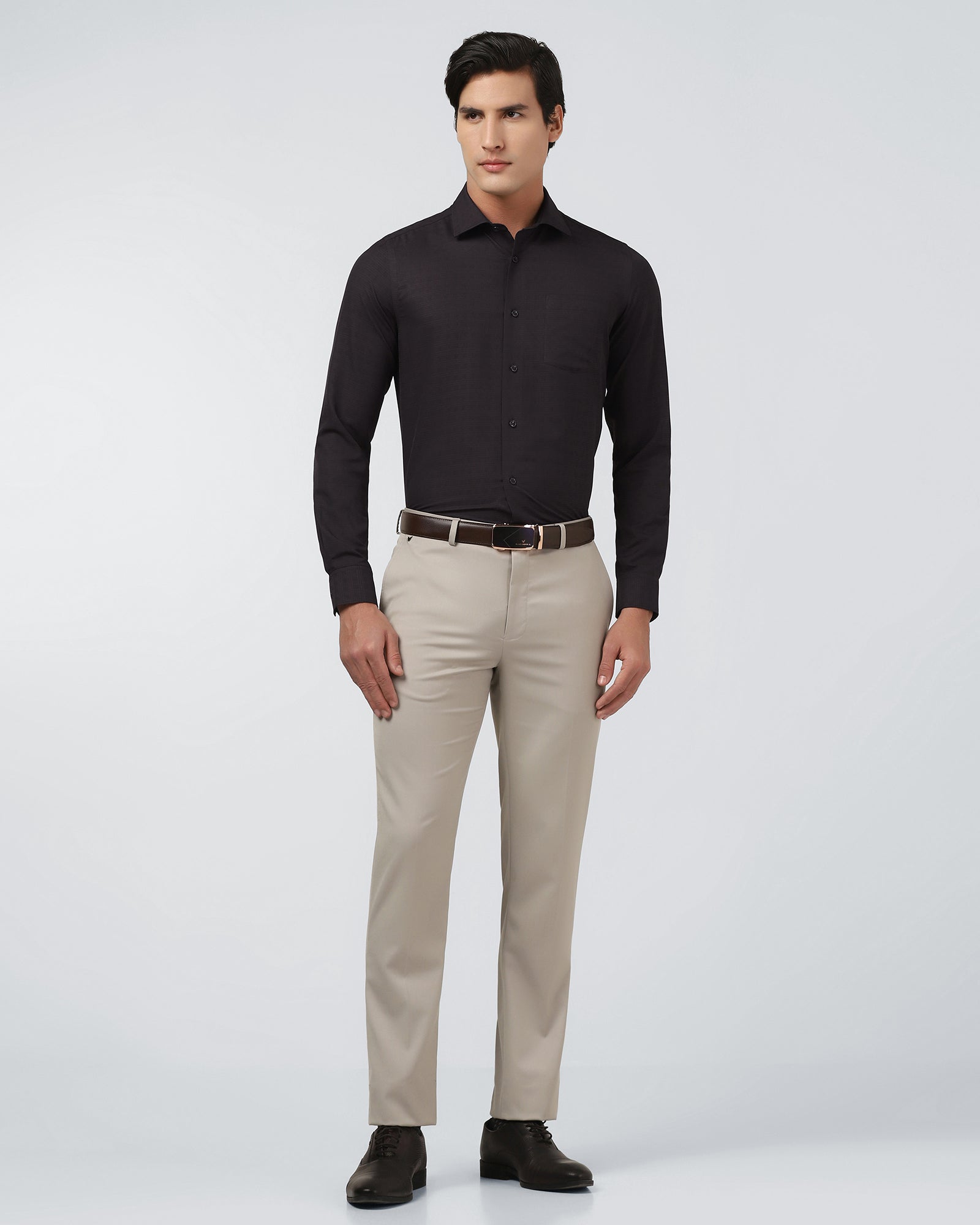 Brown Non Iron Textured Shirt - Reform E