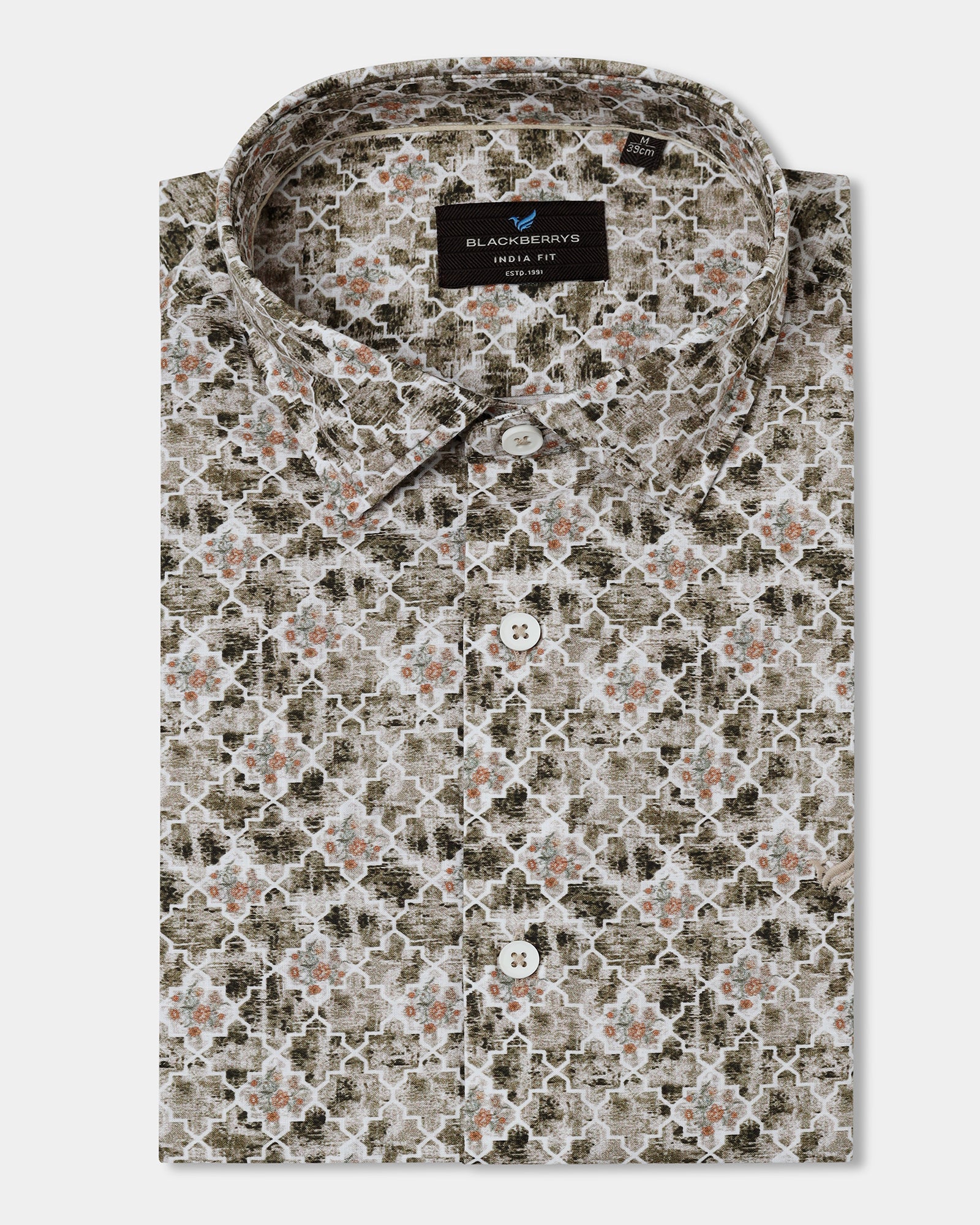 Brown Half Sleeve Printed Shirt - Melod