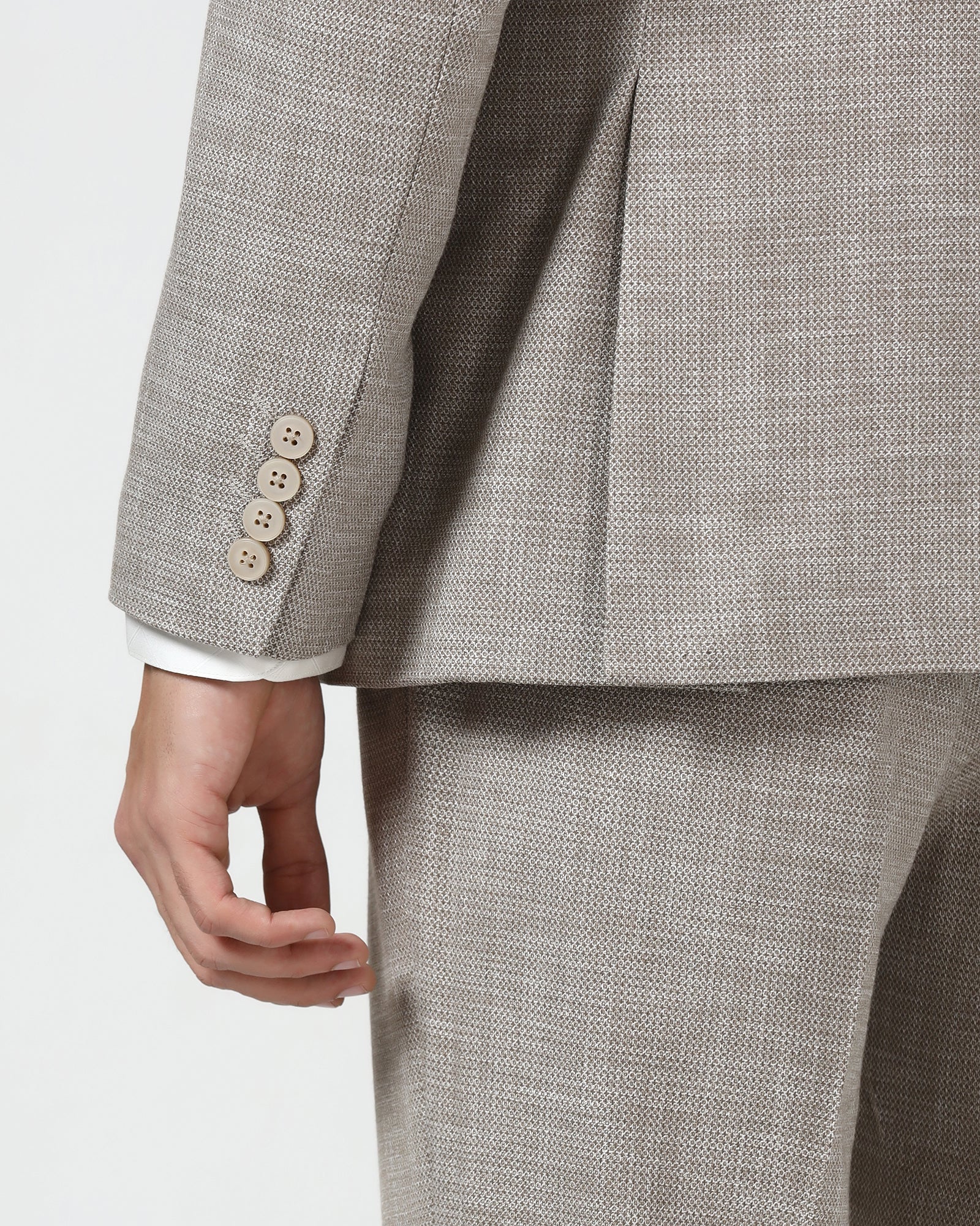 Brown Three Piece Textured Suit - Dayle