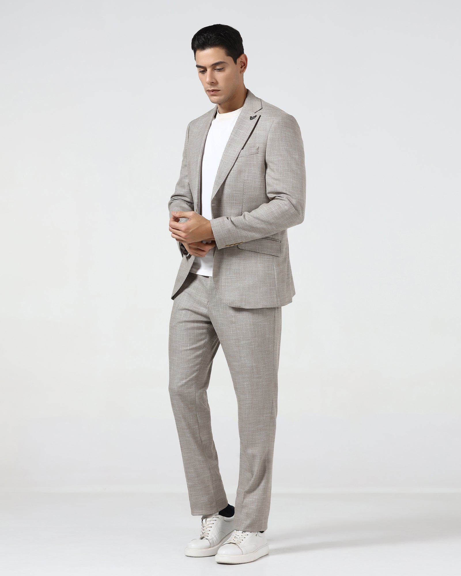 Brown Three Piece Textured Suit - Dayle