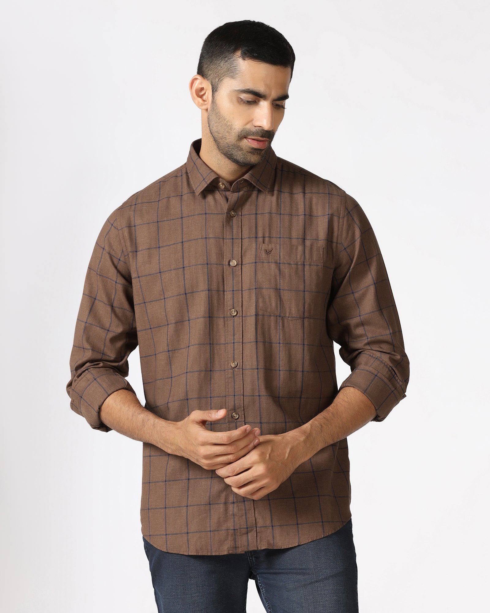 Brown Check Shirt - Wishk