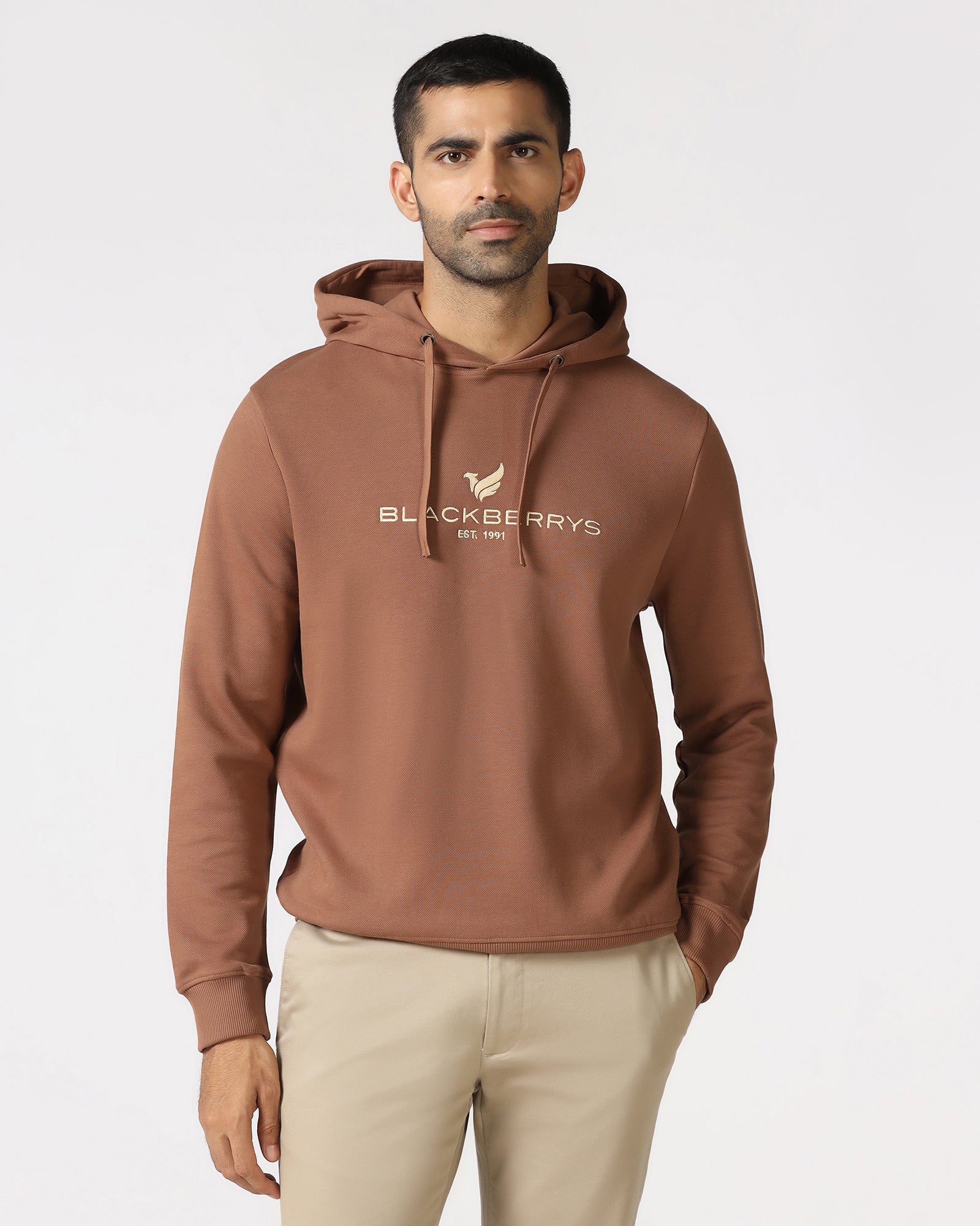 Buy Brown Hoodie Solid Sweatshirt From Yen Collection Online