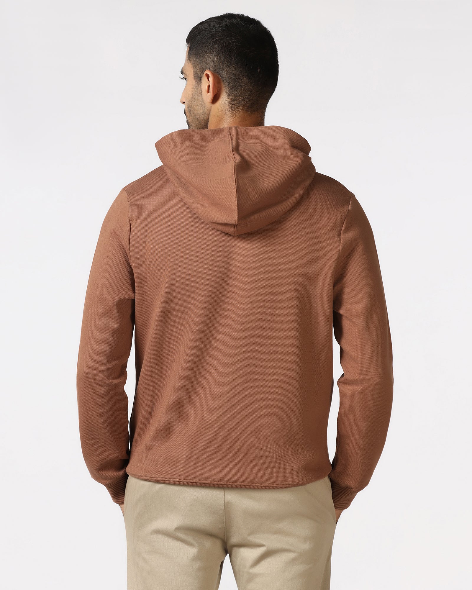Brown Hoodie Solid Sweatshirt - Yen