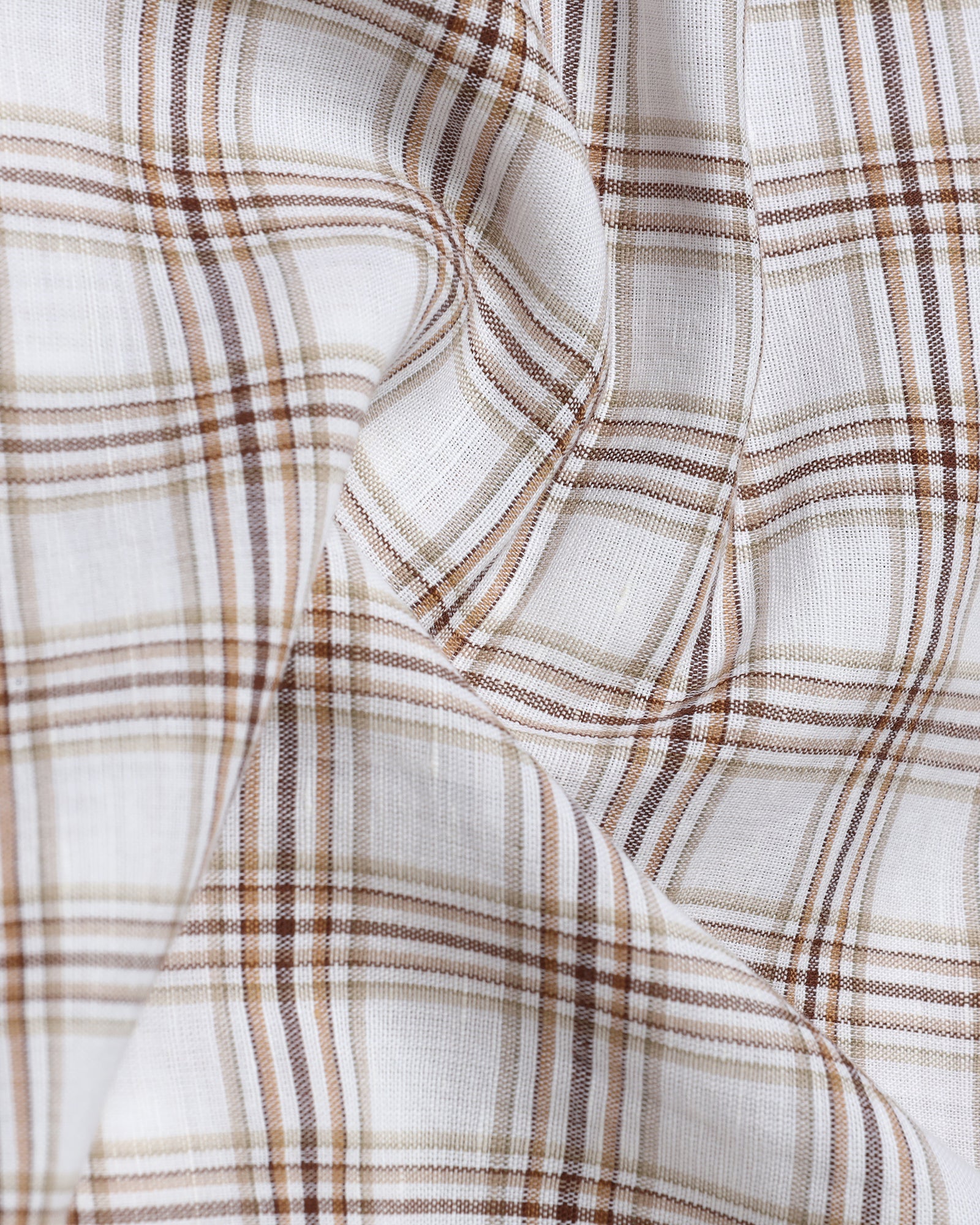 Brown Linen Check Shirt - Dravo