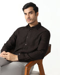 Brown Linen Solid Shirt - Bayek