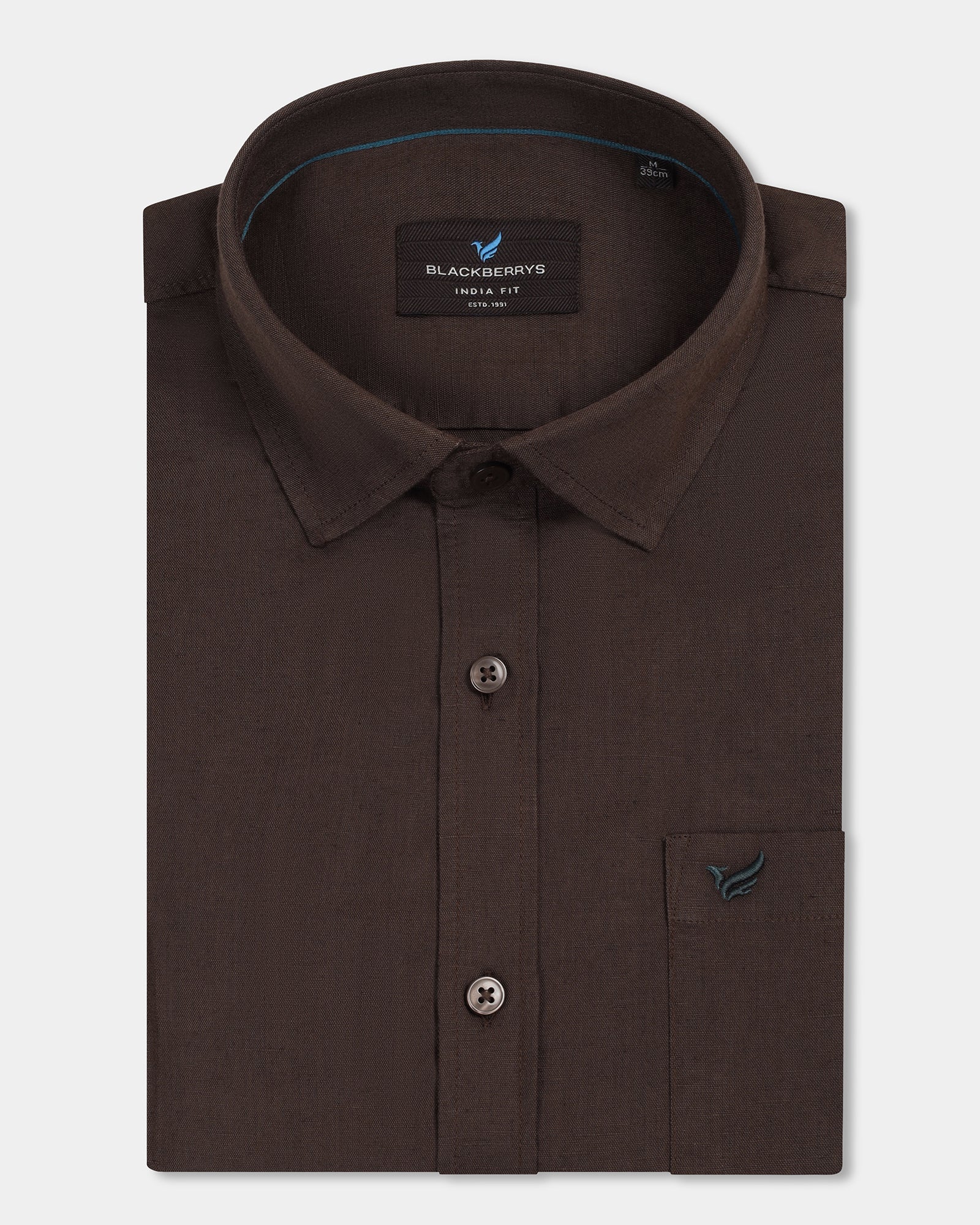 Brown Linen Solid Shirt - Cleo