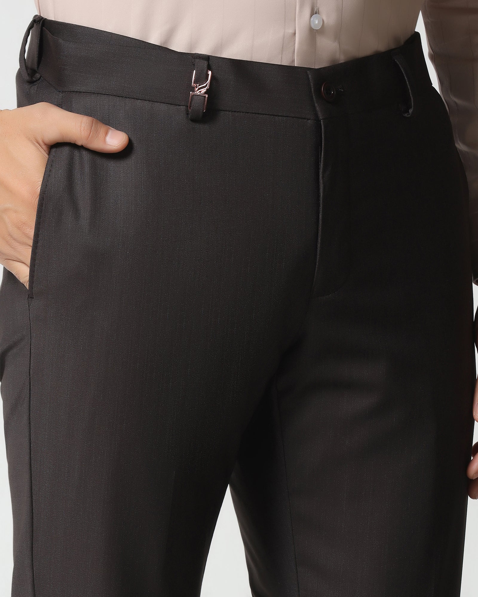 Brown Luxe Technowaist Solid Trouser - Lamborghini