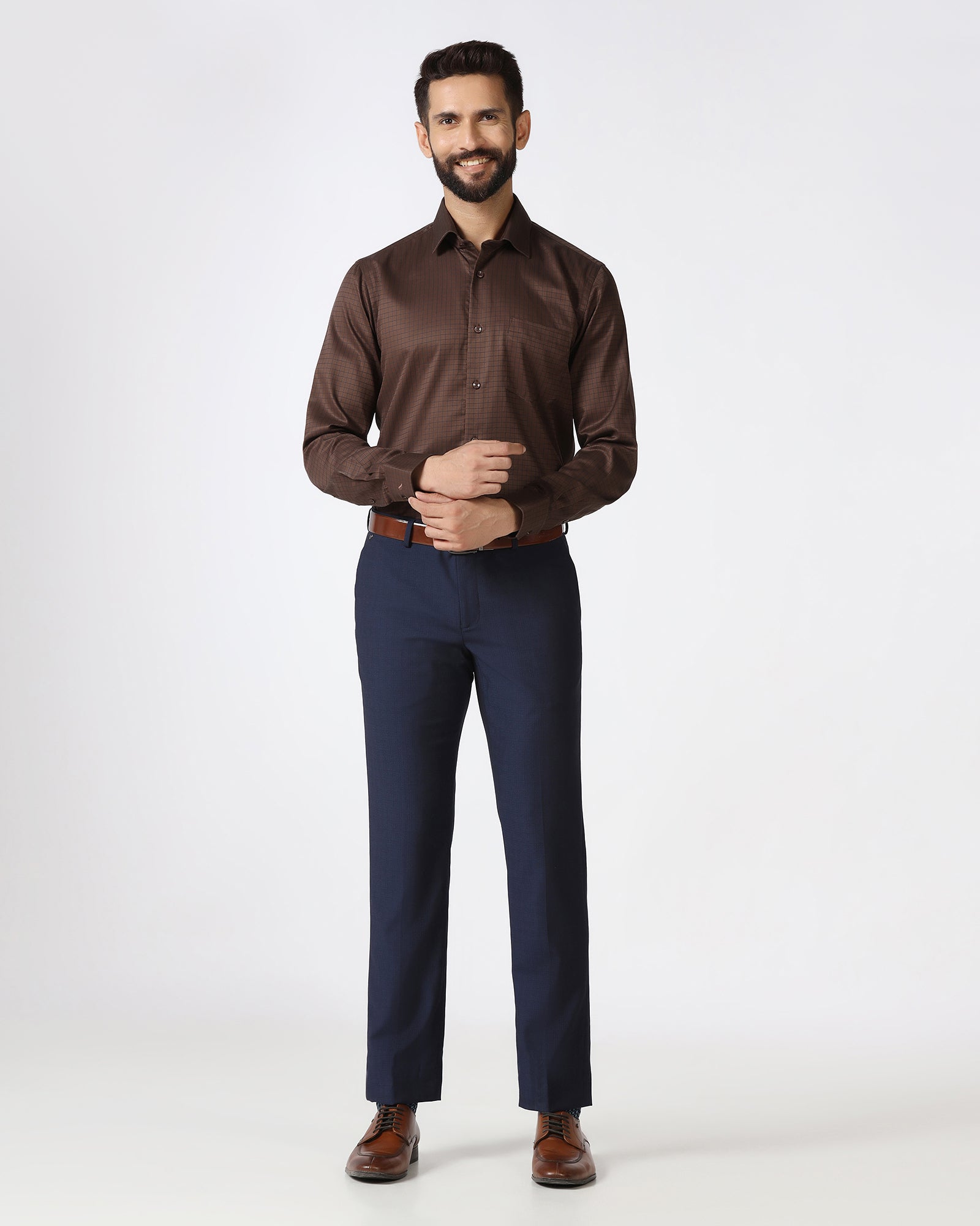 Brown Non Iron Check Shirt - Radial