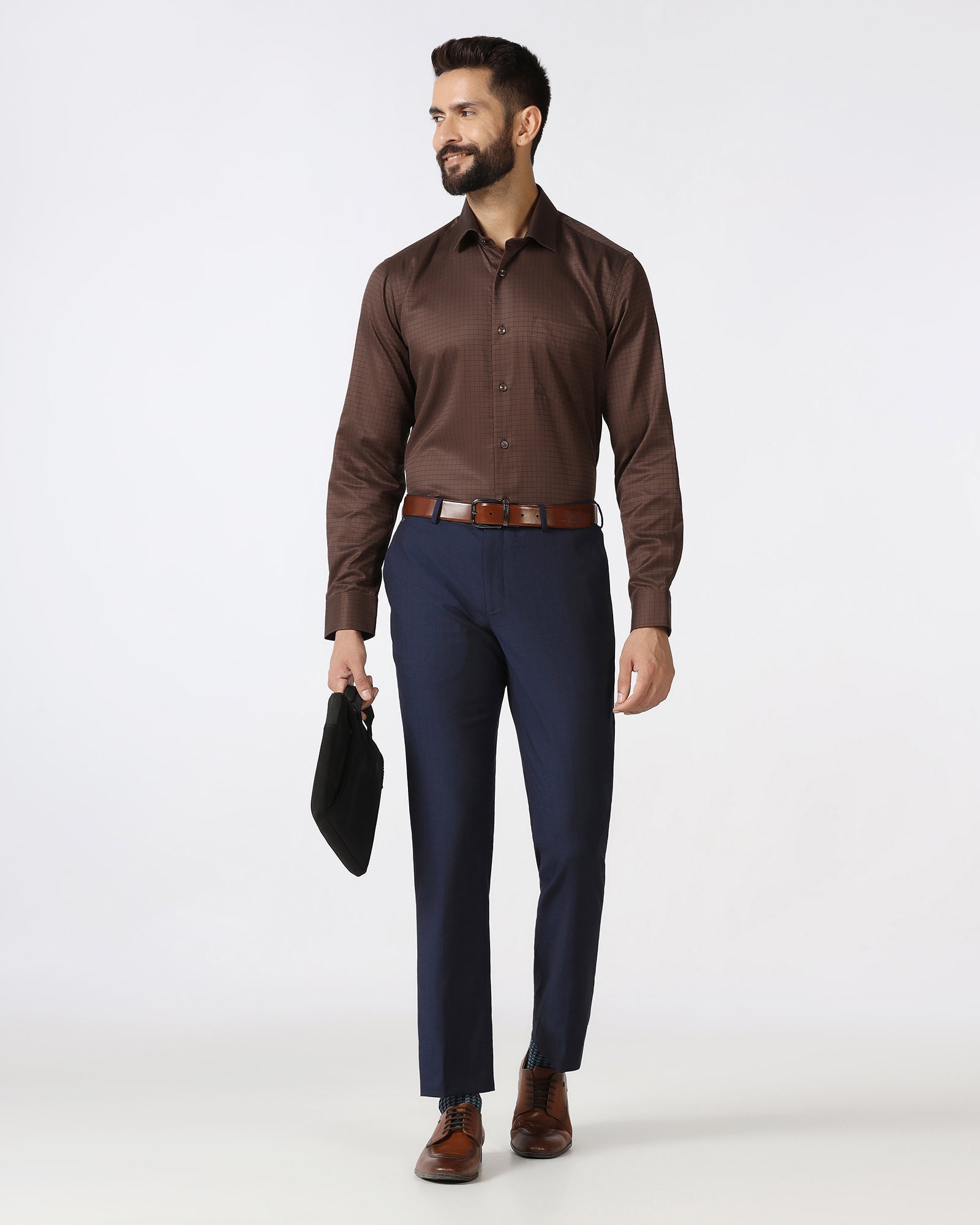 Brown Non Iron Check Shirt - Radial