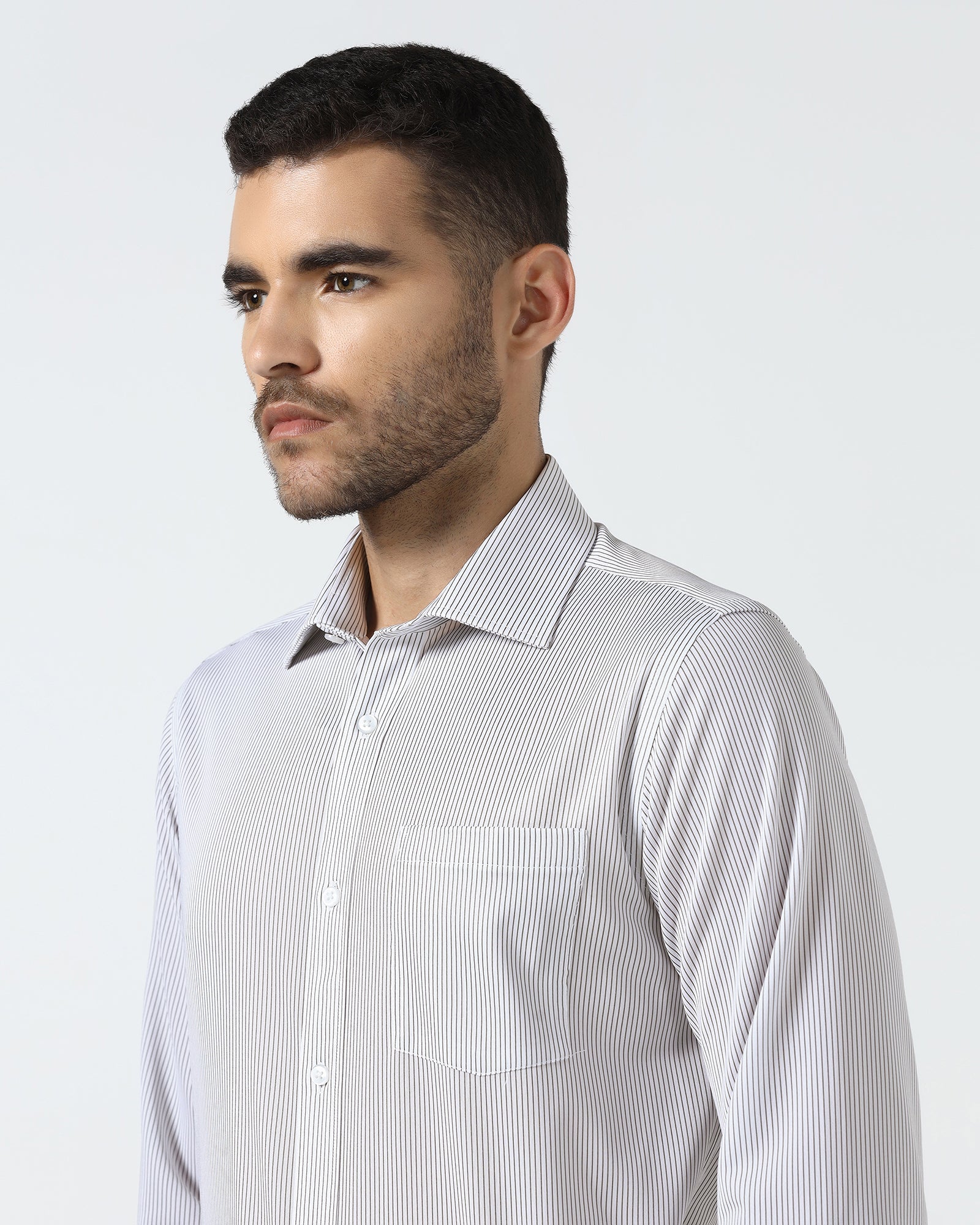 Brown Non Iron Stripe Shirt - Epic E