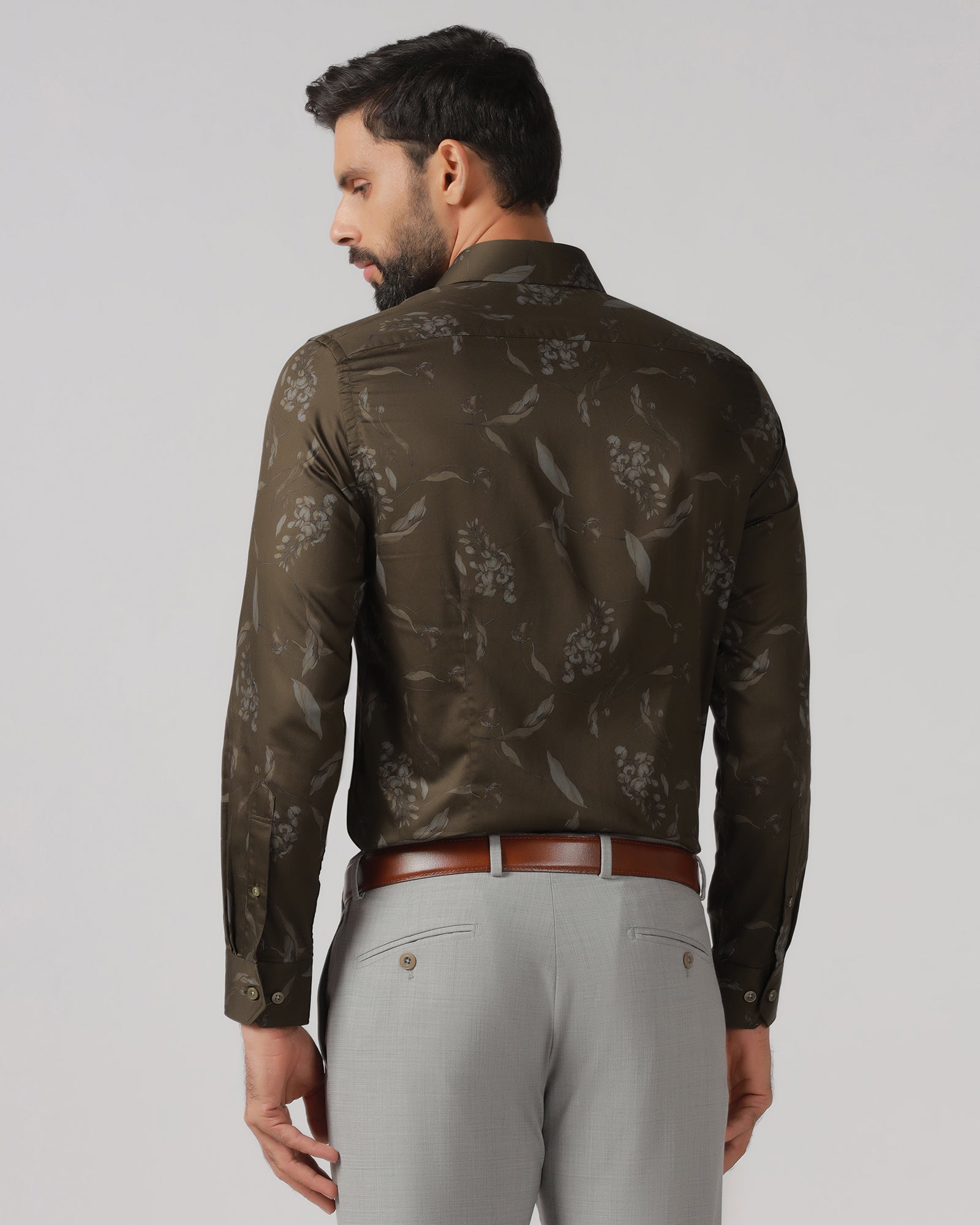 Brown Oliv Printed Shirt - Phase