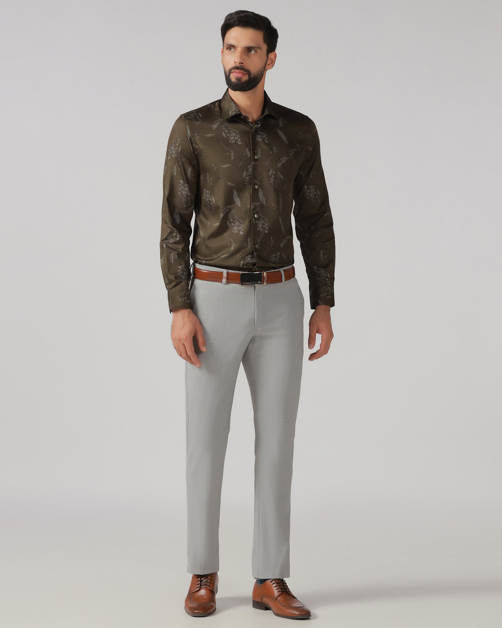 Brown Oliv Printed Shirt - Phase