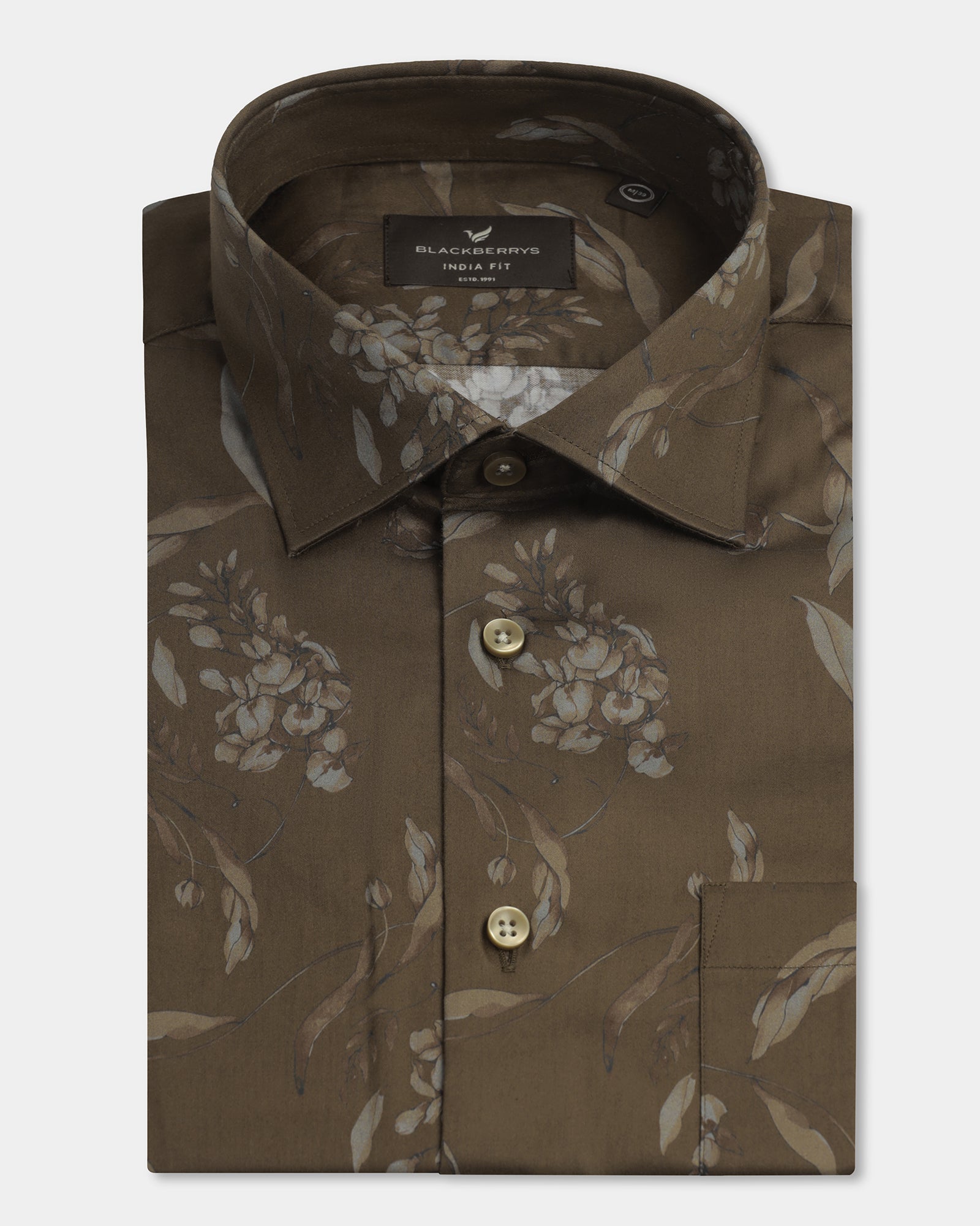Brown Oliv Printed Shirt - Phase