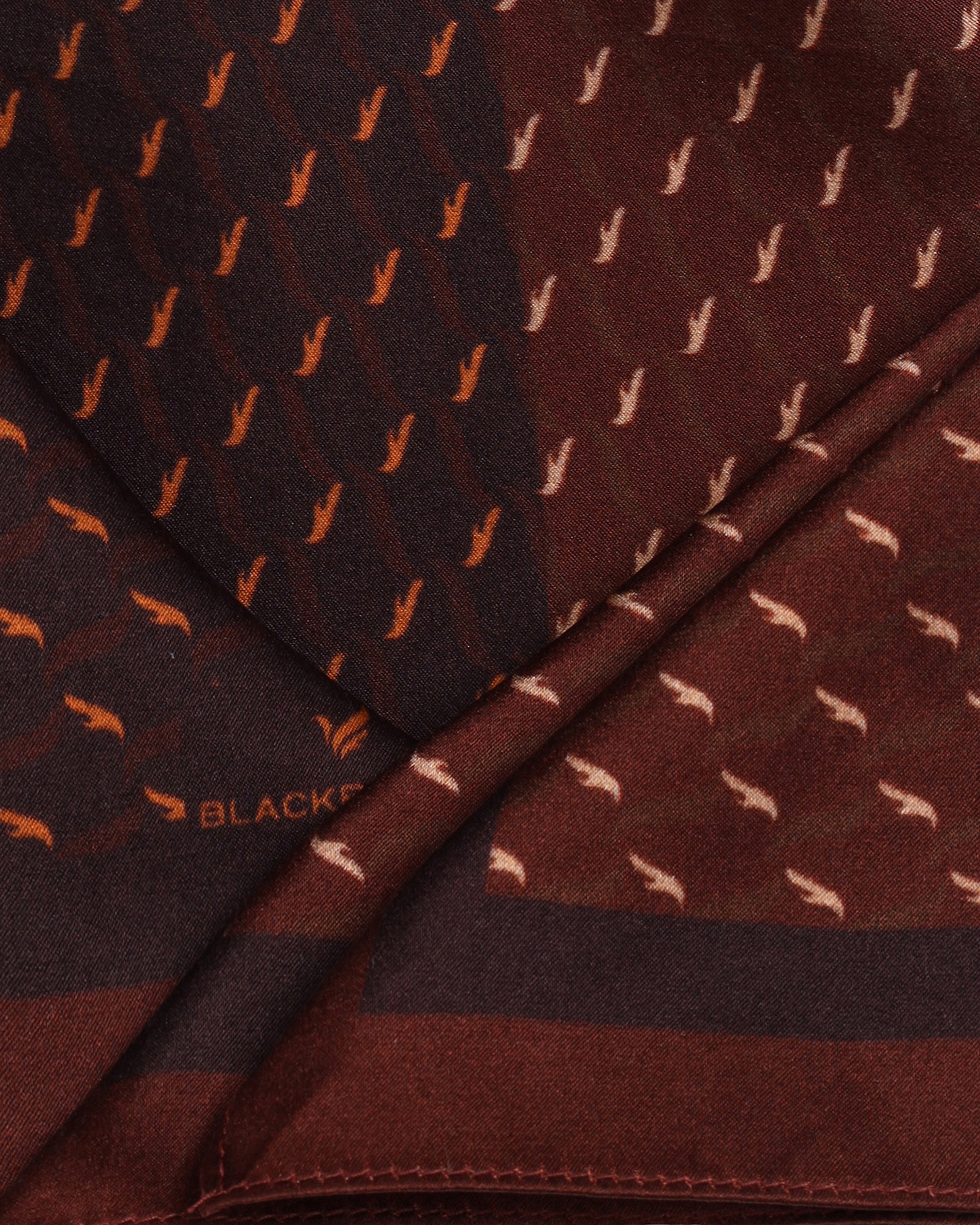 Brown Printed 100% Silk Pocket Square - Ashen