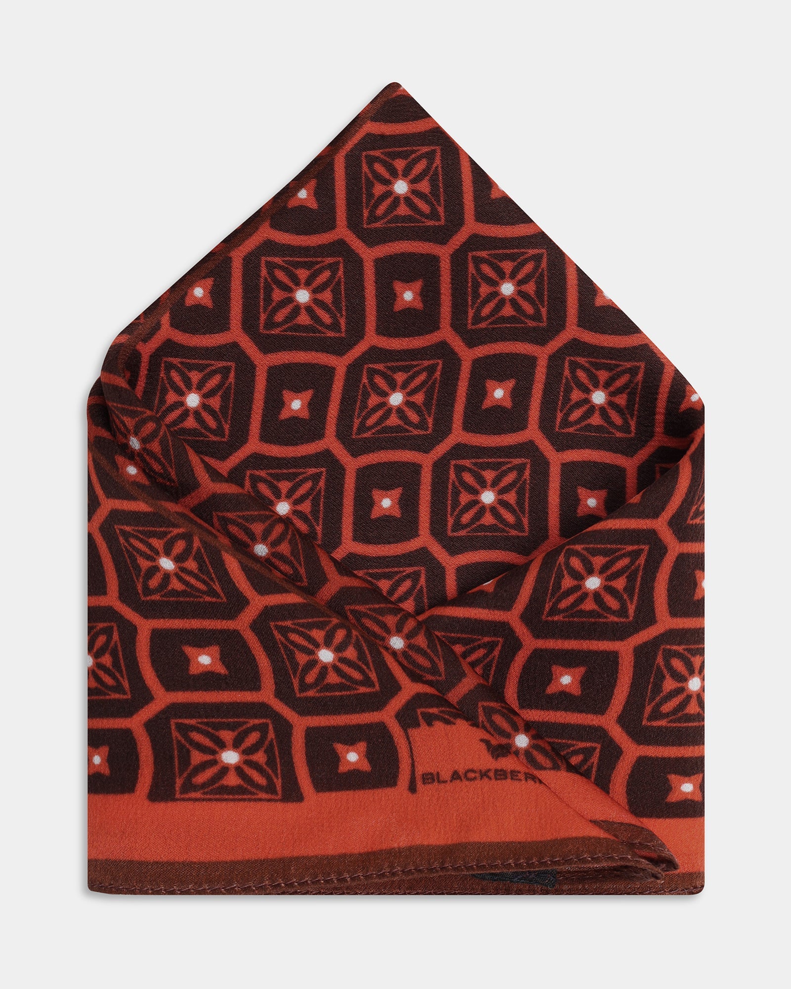 Brown Printed 100% Silk Pocket Square - Avant